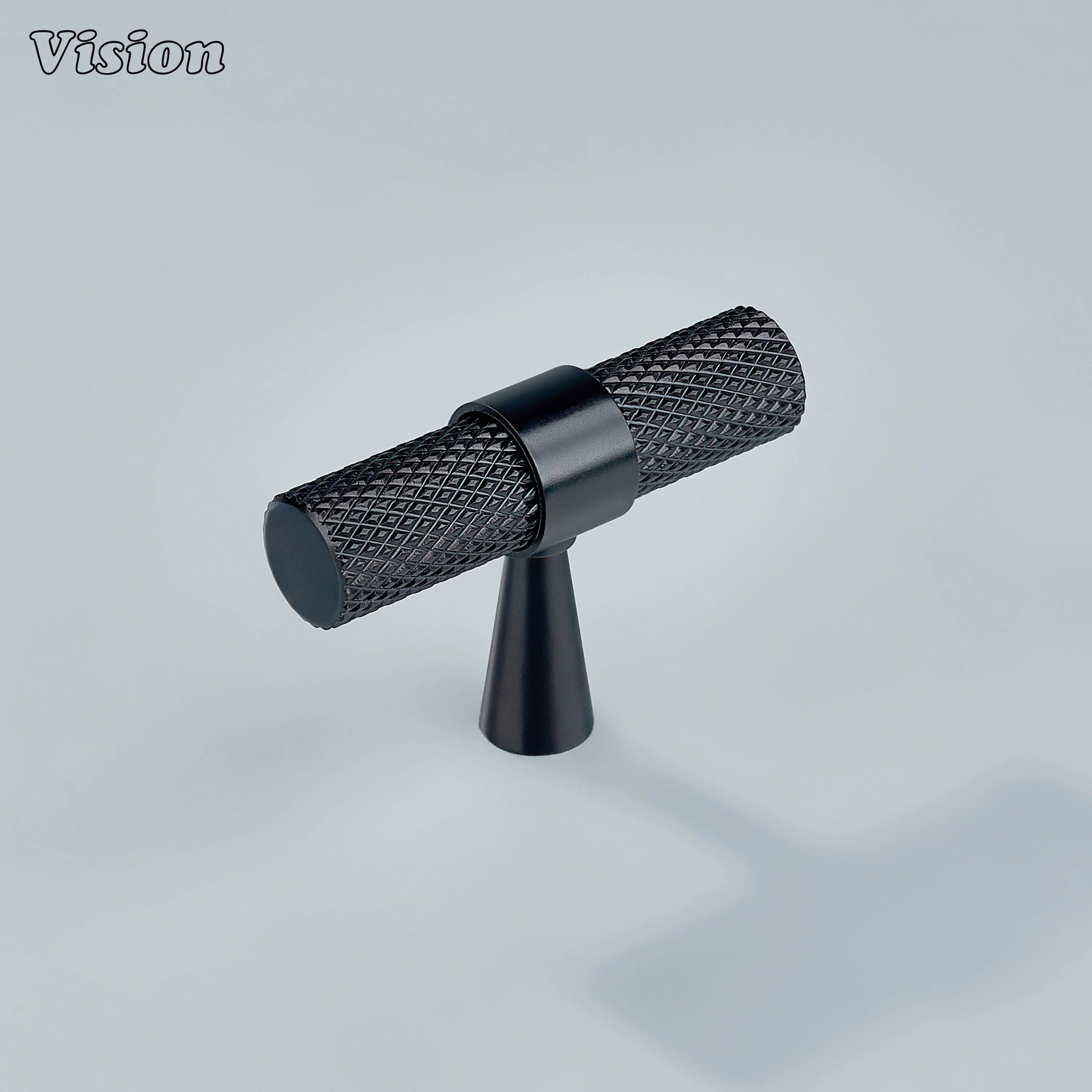 Modern oil rubbed bronze brass Canyon knurled T-knob for kitchen cabinets.