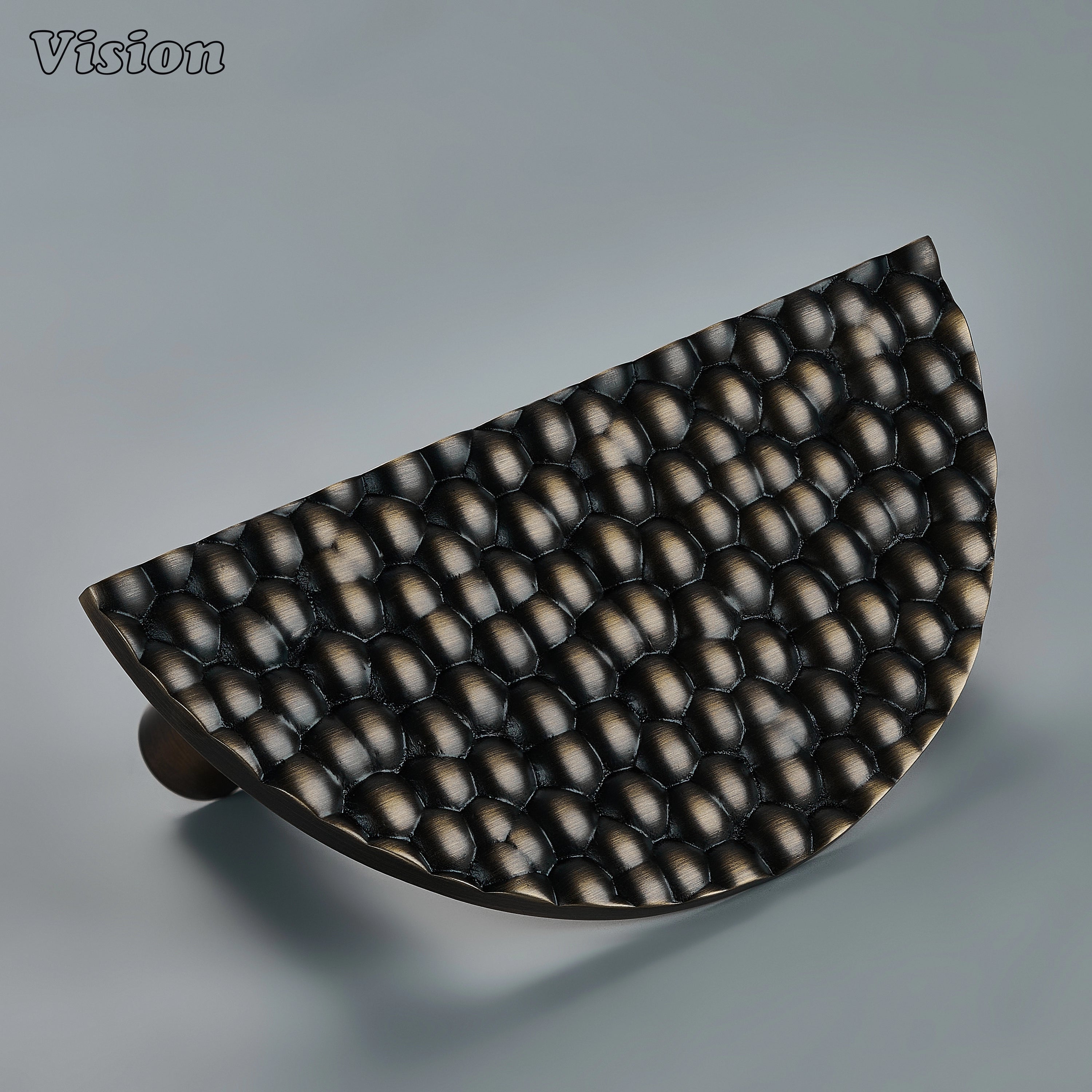 Antique Bronze handcrafted half round solid brass door handle with rugged textured surface for luxury main doors and wardrobes.