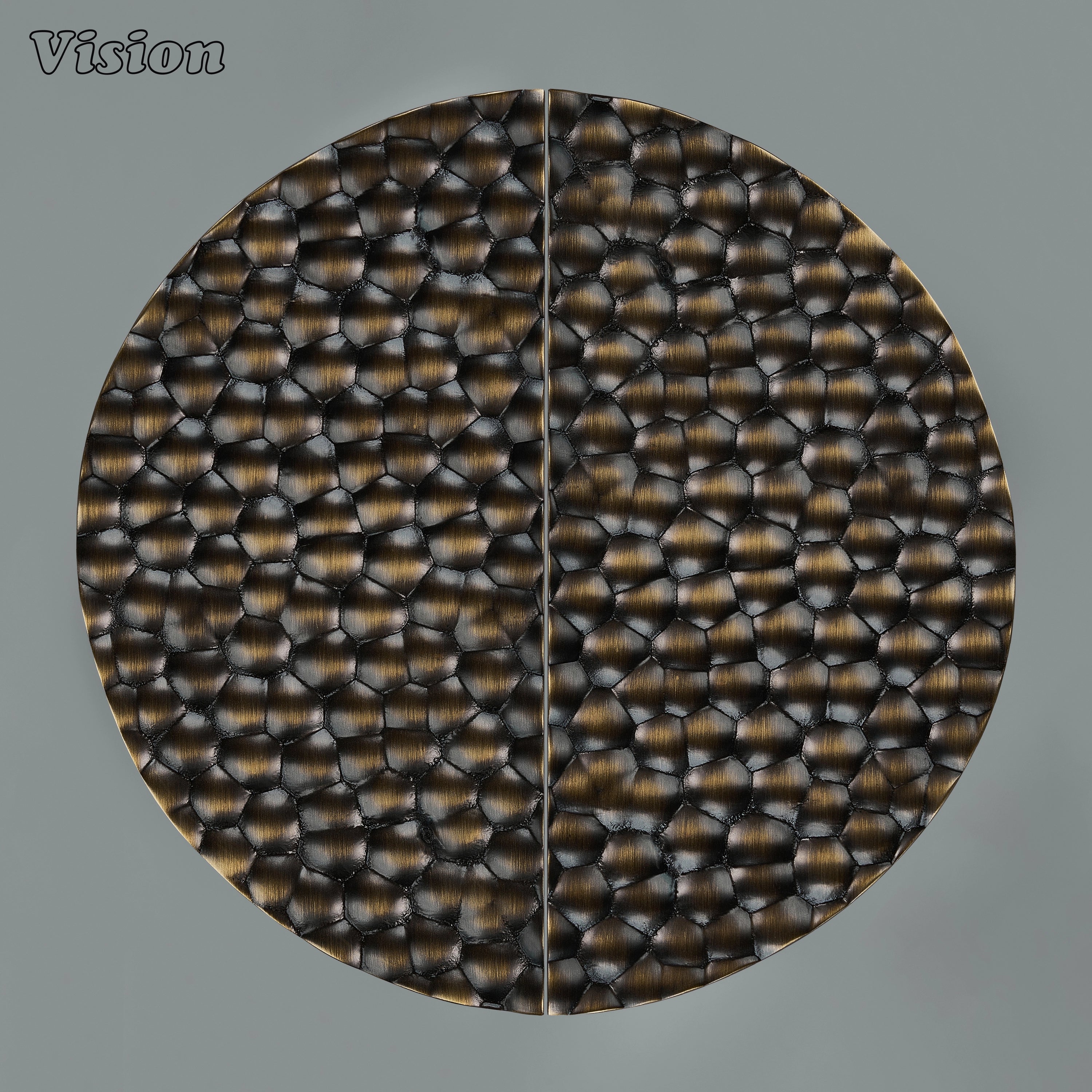 Decorative Antique Bronze handcrafted half round door handle with rugged brass texture for luxury wardrobes and cabinets.