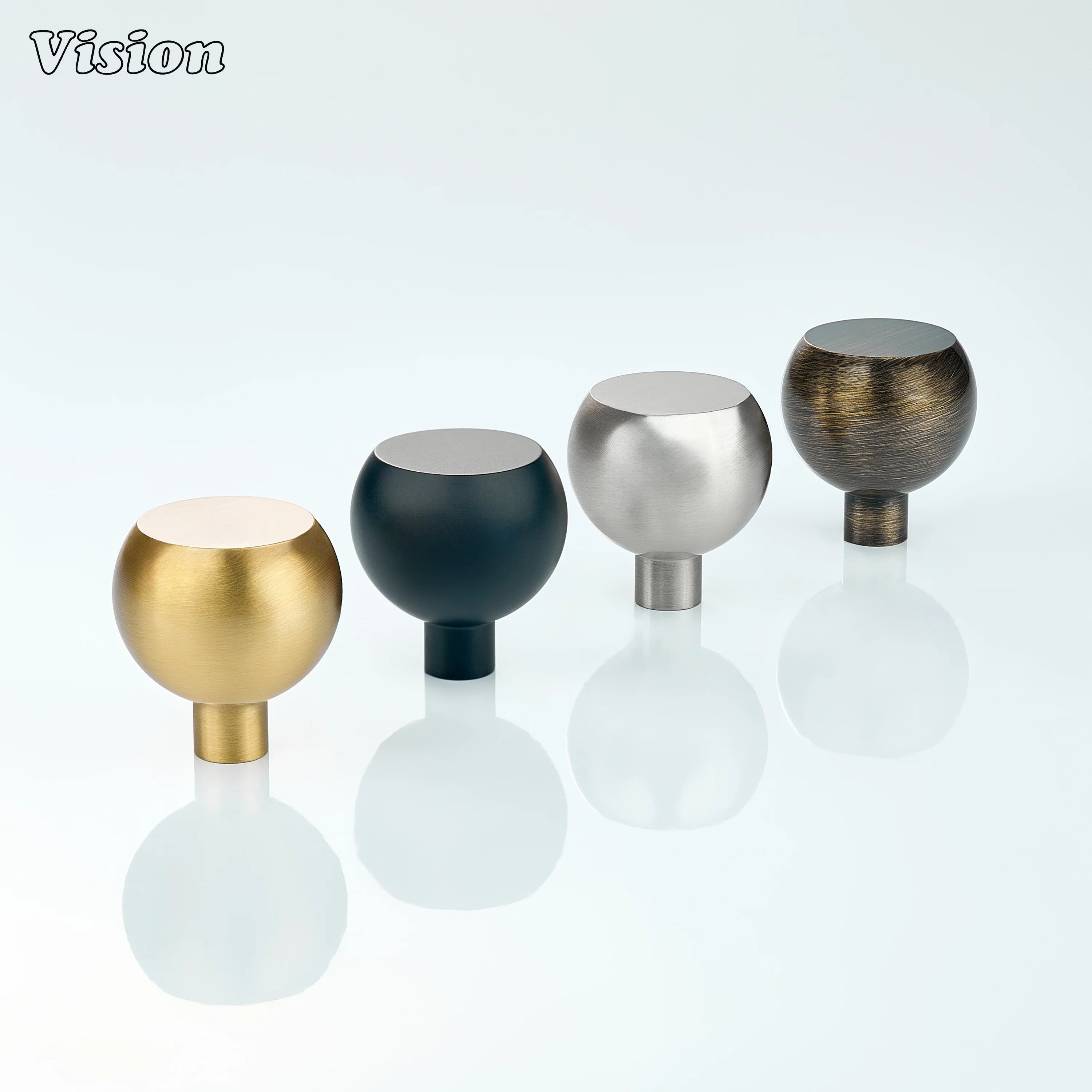 Round plain cabinet knob in Antique Bronze with satin linear texture, suitable for wardrobe doors