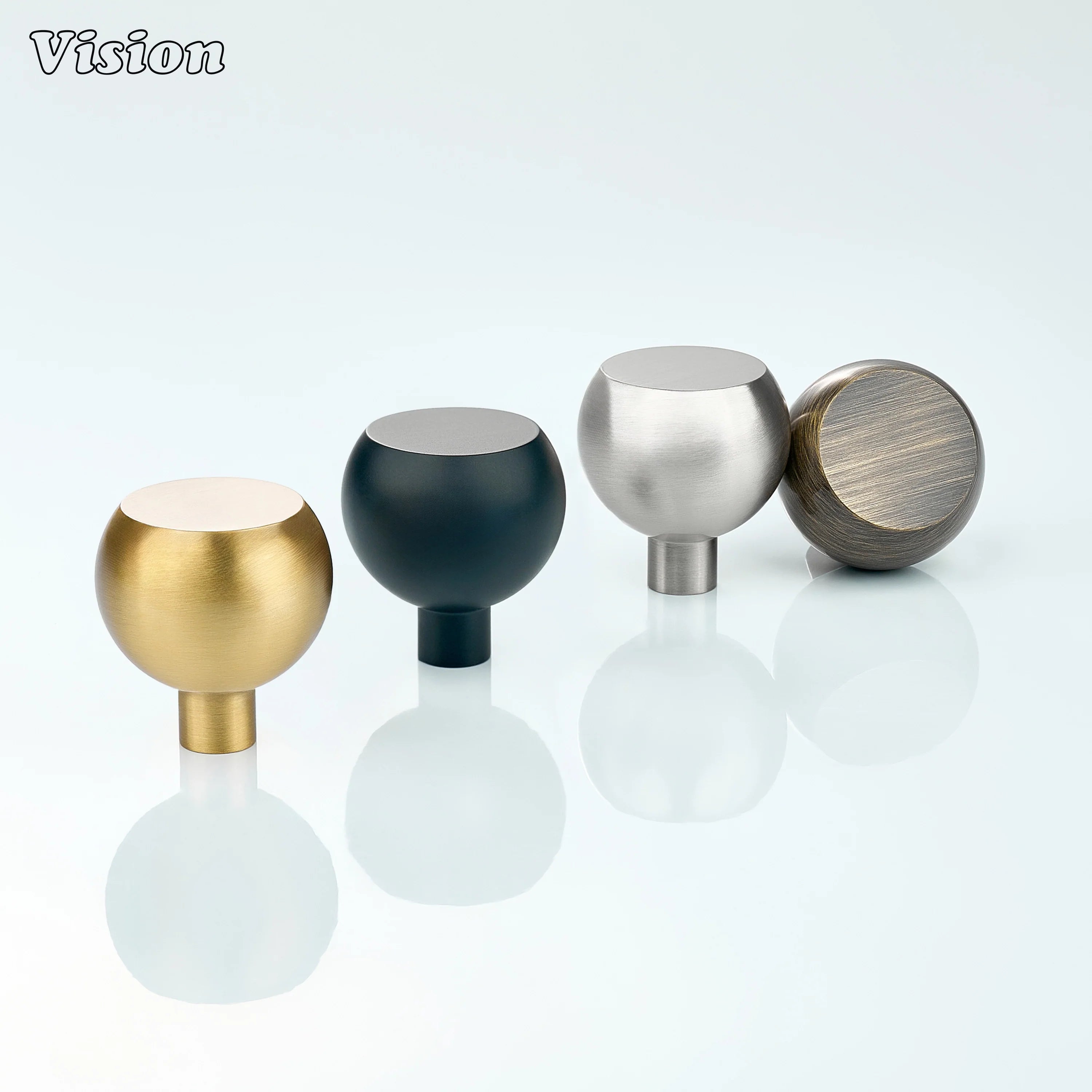 Silver cabinet knob featuring smooth flat top and rounded body, designed for drawers