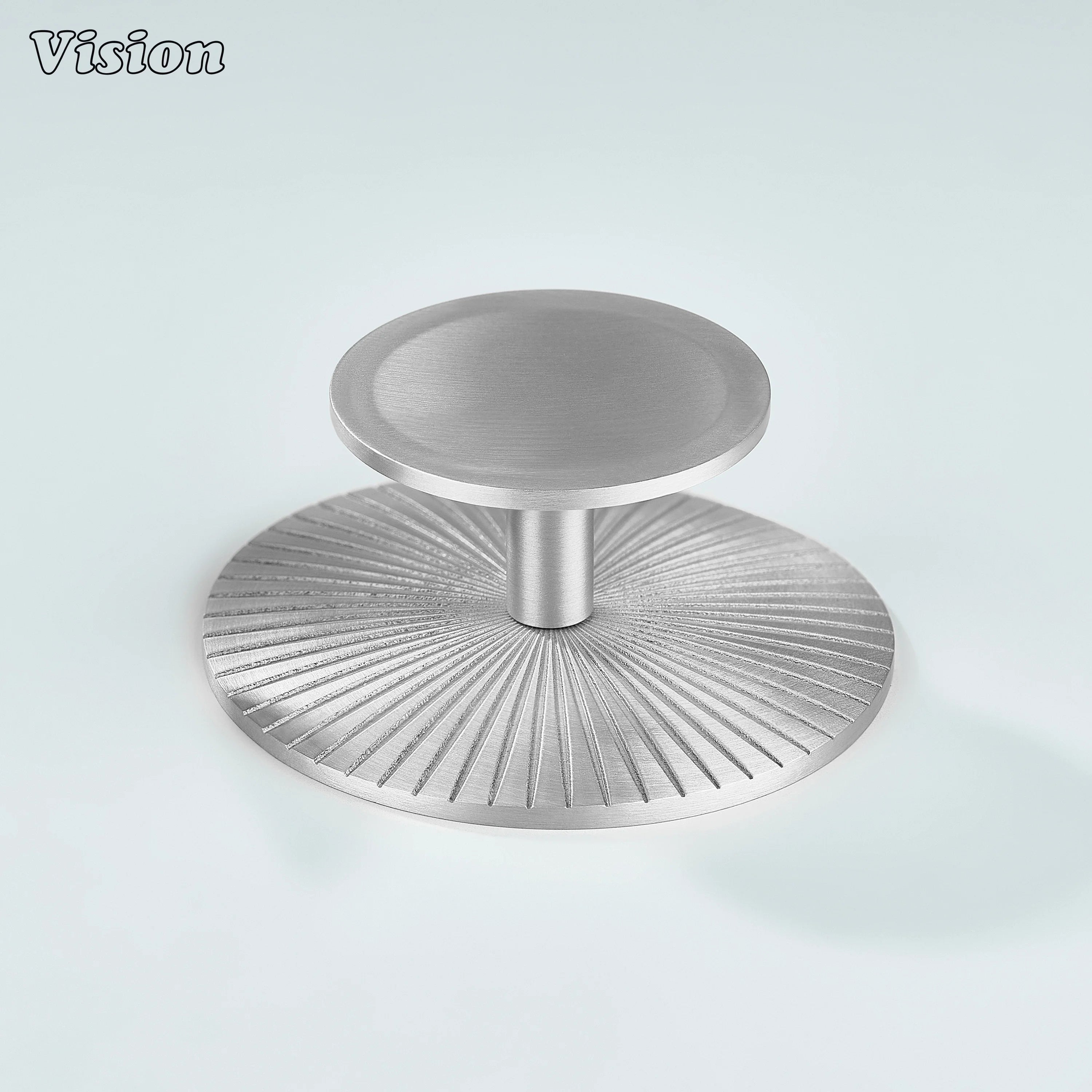 Silver Comet Solid Brass Knob with Star Knurled Circular Plate for wardrobe doors