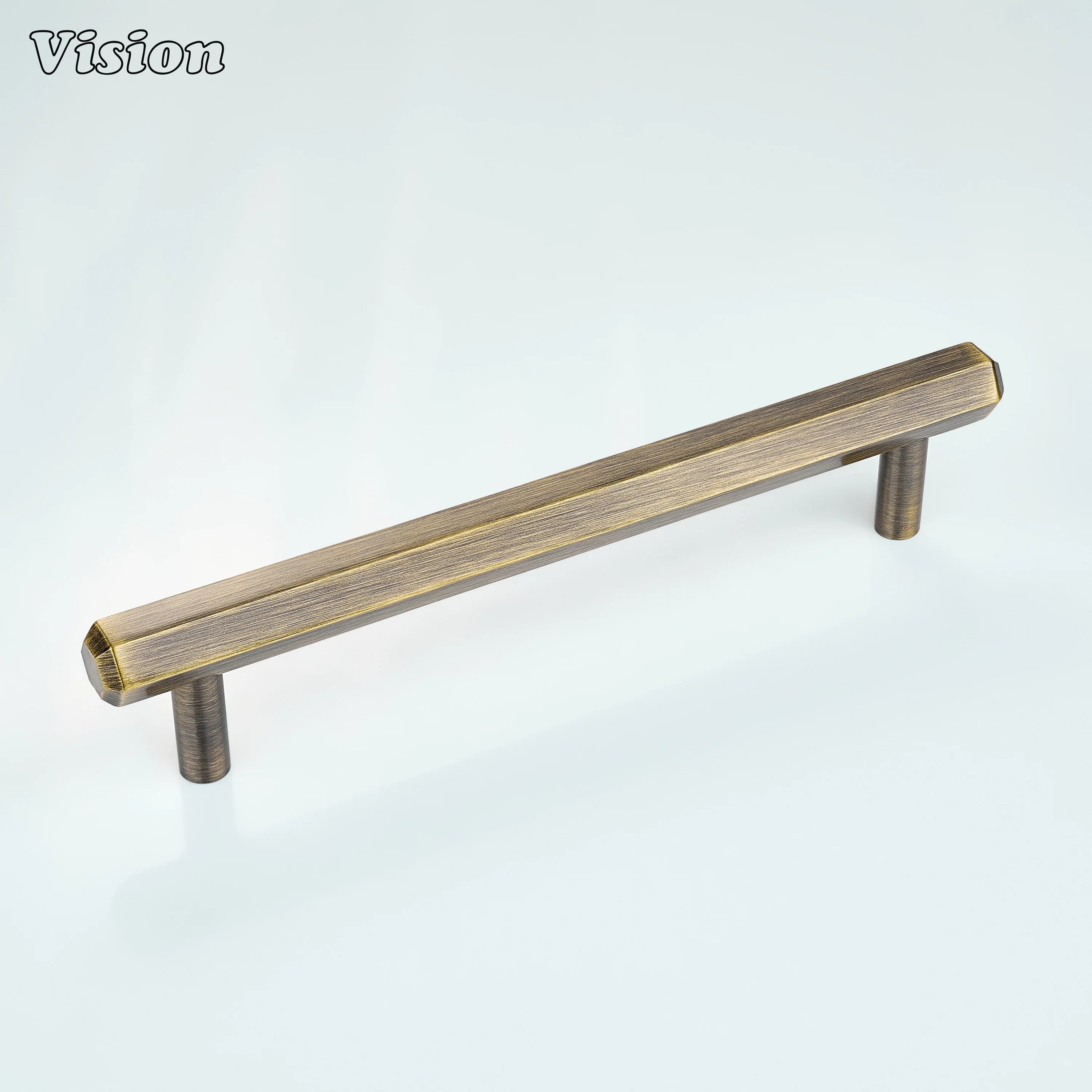 Antique Bronze cabinet handle designed with a clean hexagon bar and cylinder legs for wardrobes