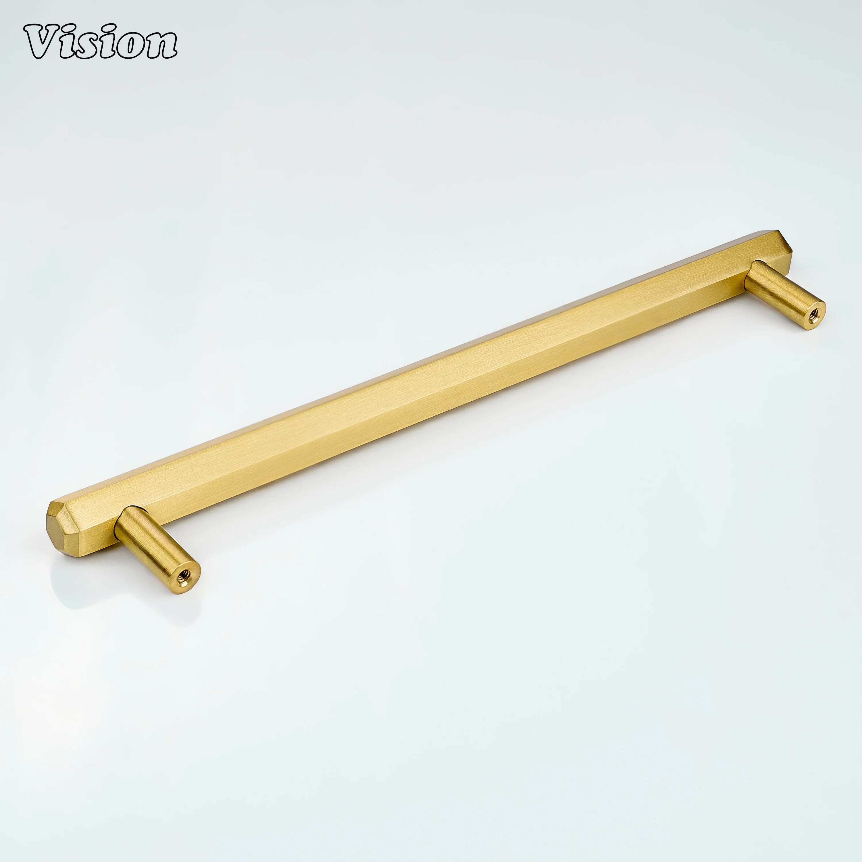 Plain gold cabinet handle with hexagon bar shape and round legs for kitchen drawers