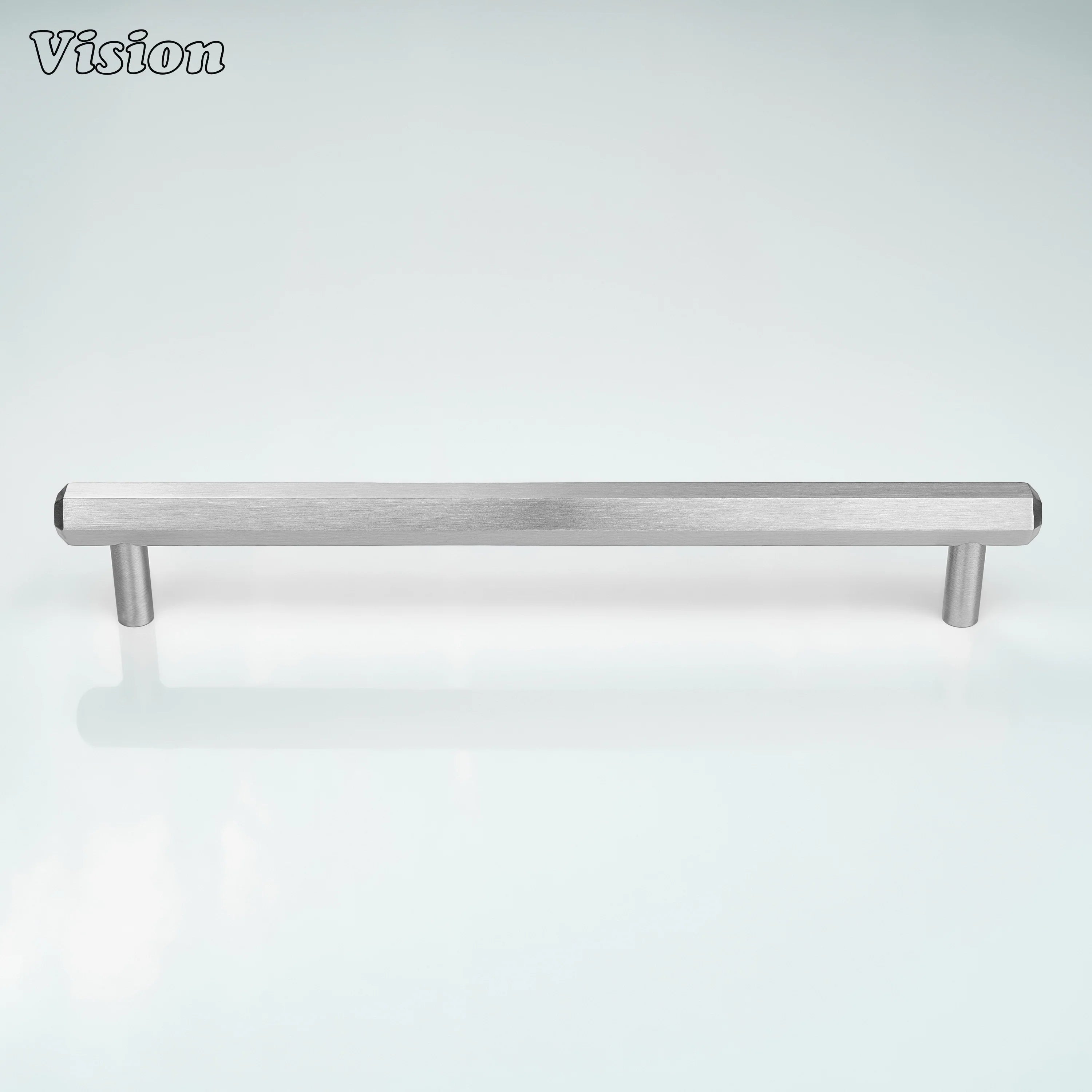 Hexagonal bar Silver cabinet handle with plain finish and round legs for cabinets