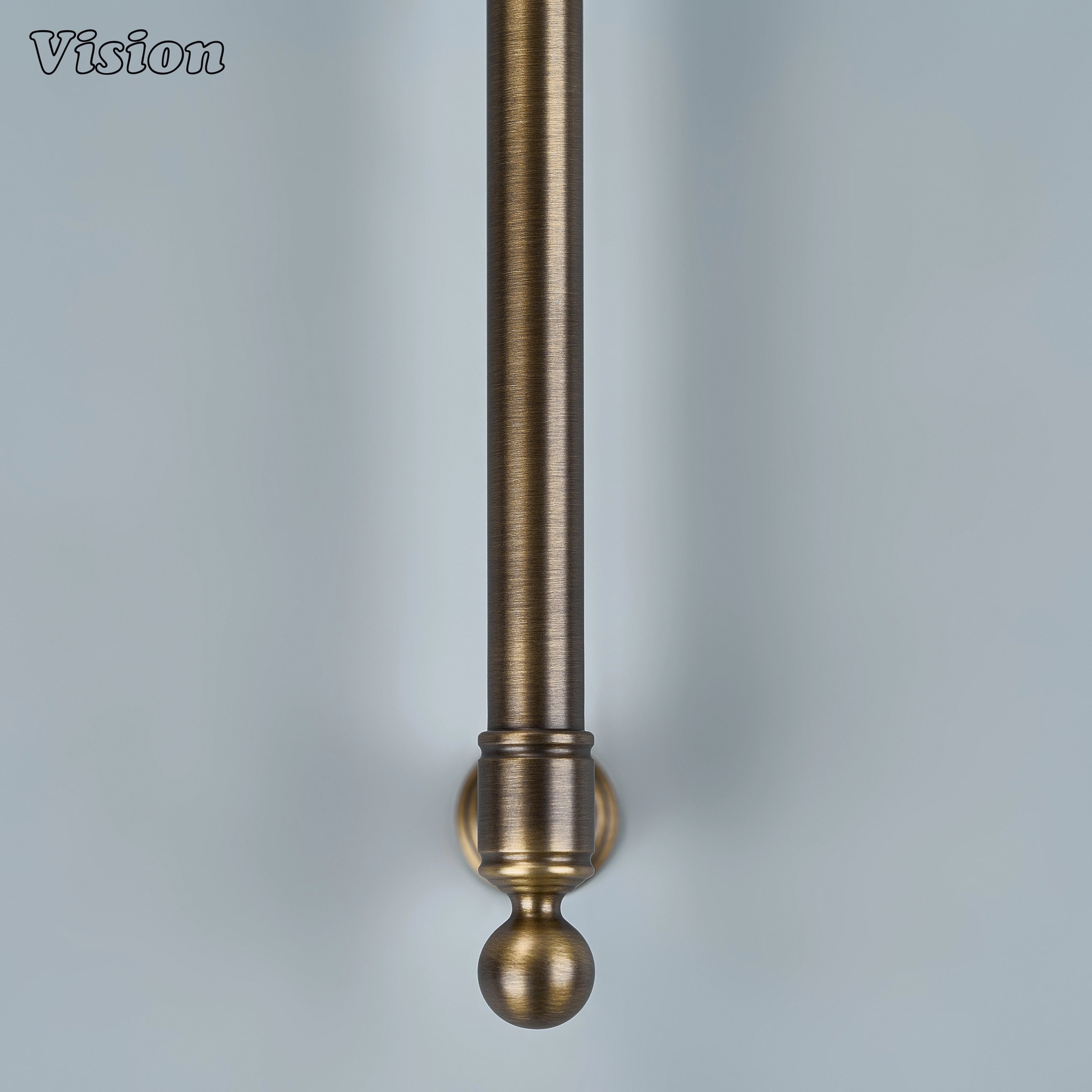 Antique bronze architectural pull featuring step detailing on modern bathroom vanities
