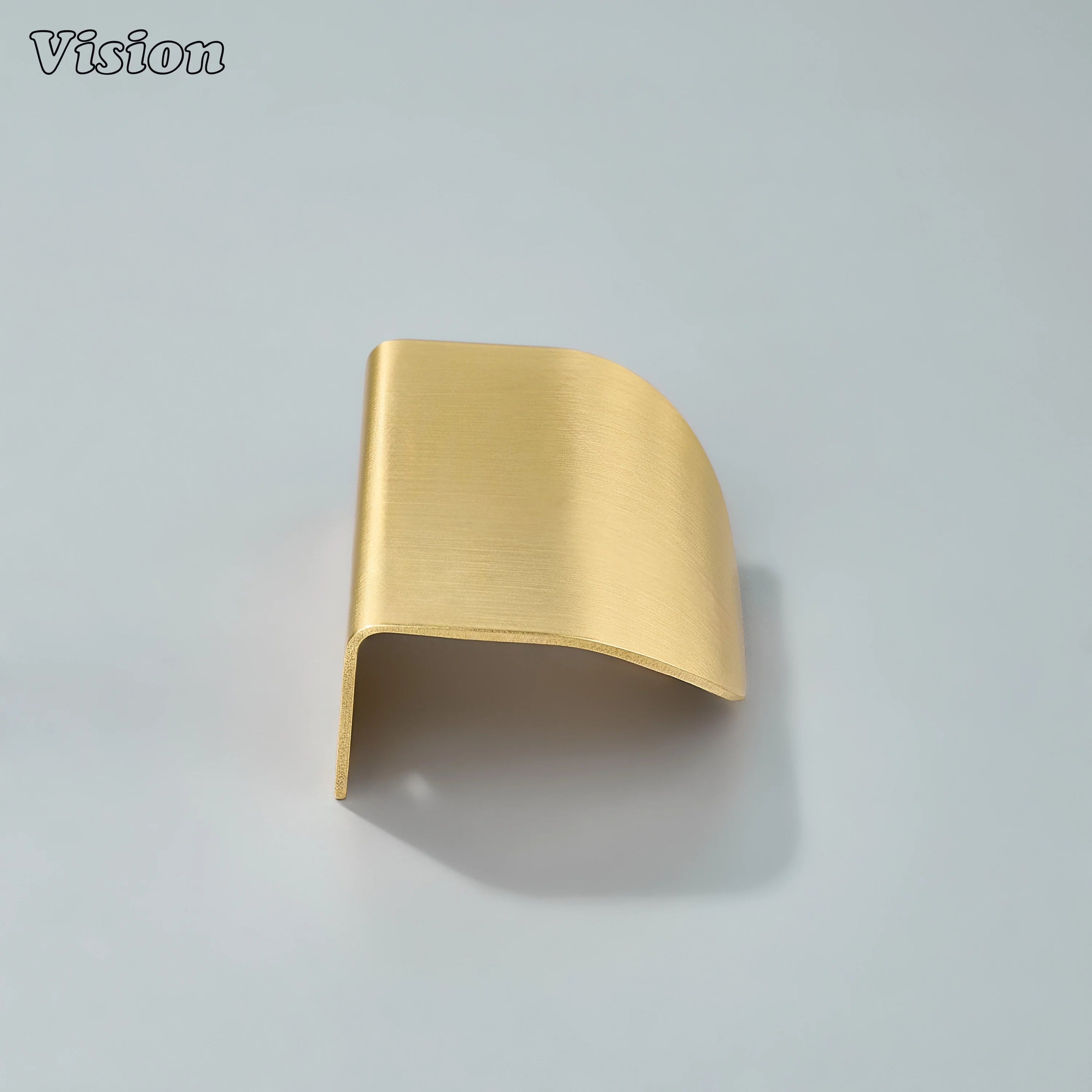 Gold finish cabinet handle featuring a smooth plain curved body and round edges, ideal for kitchen cabinets