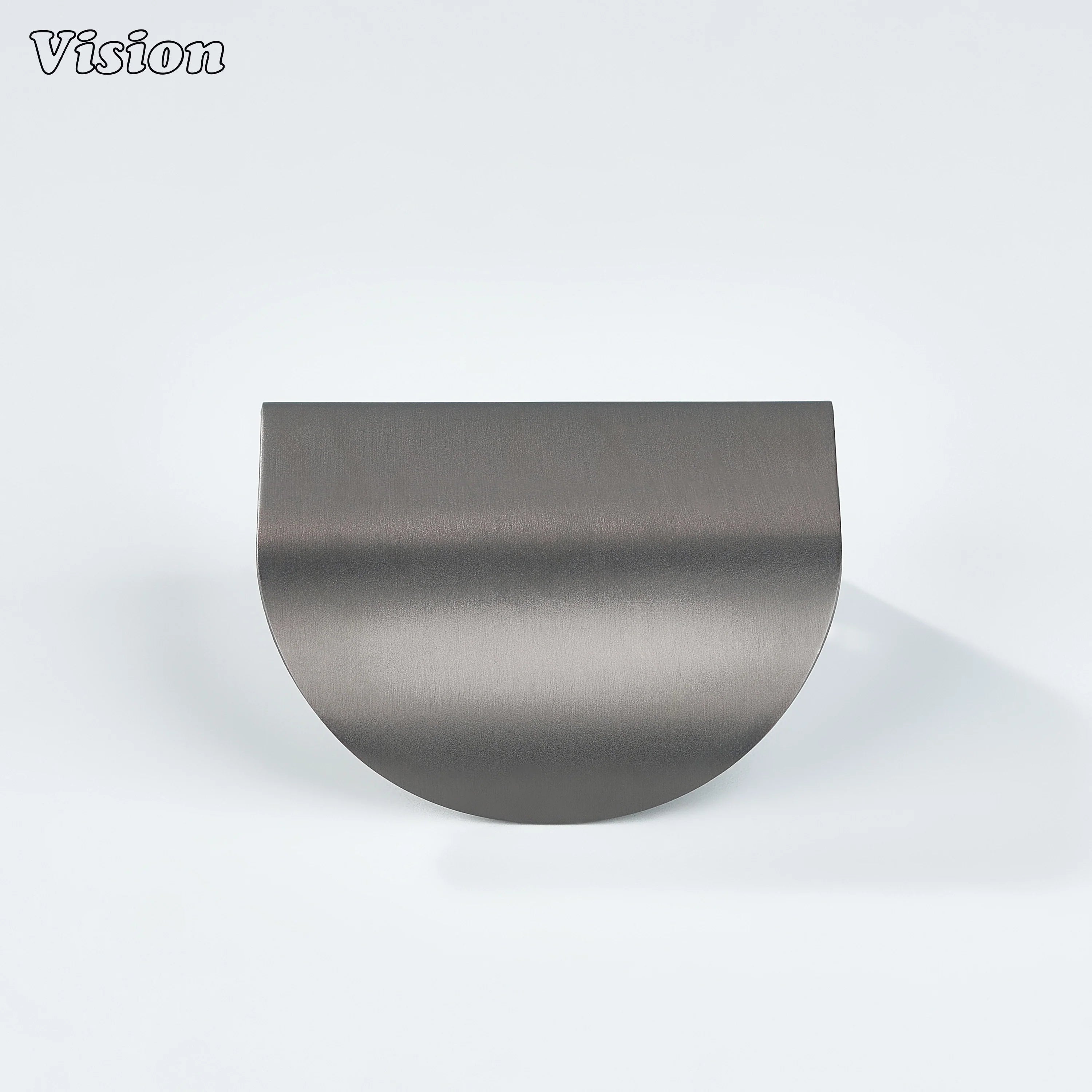 Plain curve brass cabinet pull in gunmetal with soft curved edges, suited for modern kitchen cabinets.