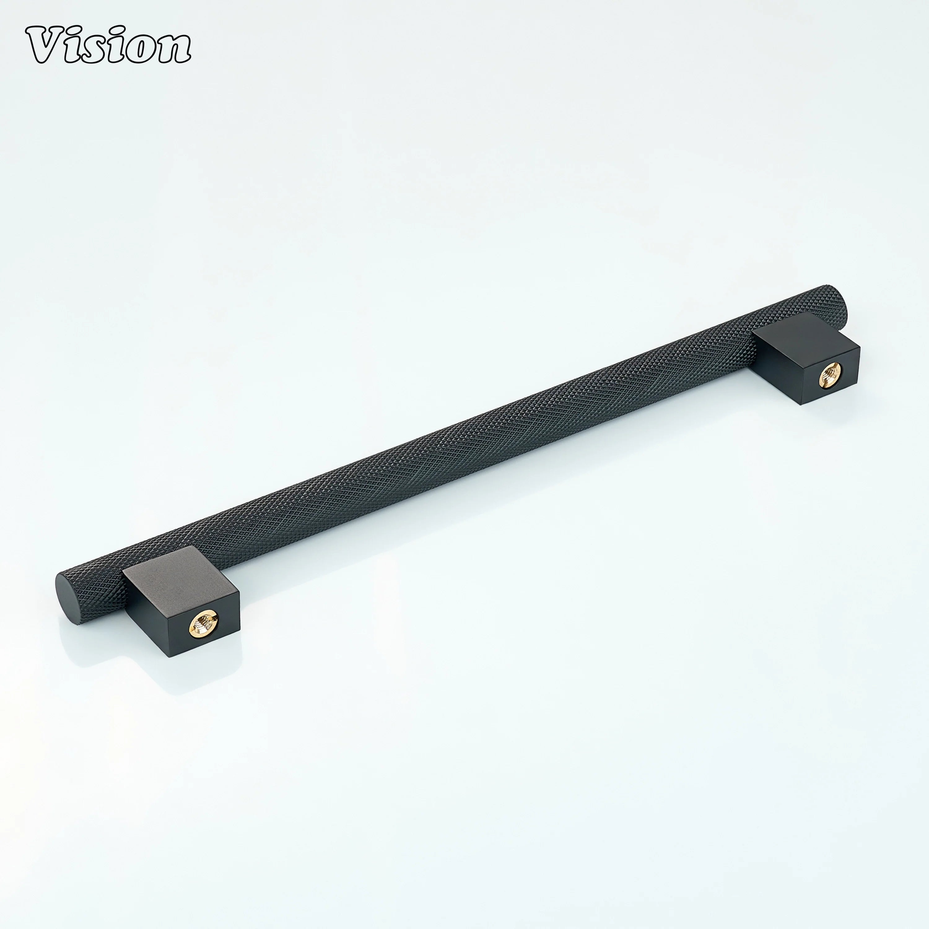 Cabinet handle featuring knurled texture in Black for drawers