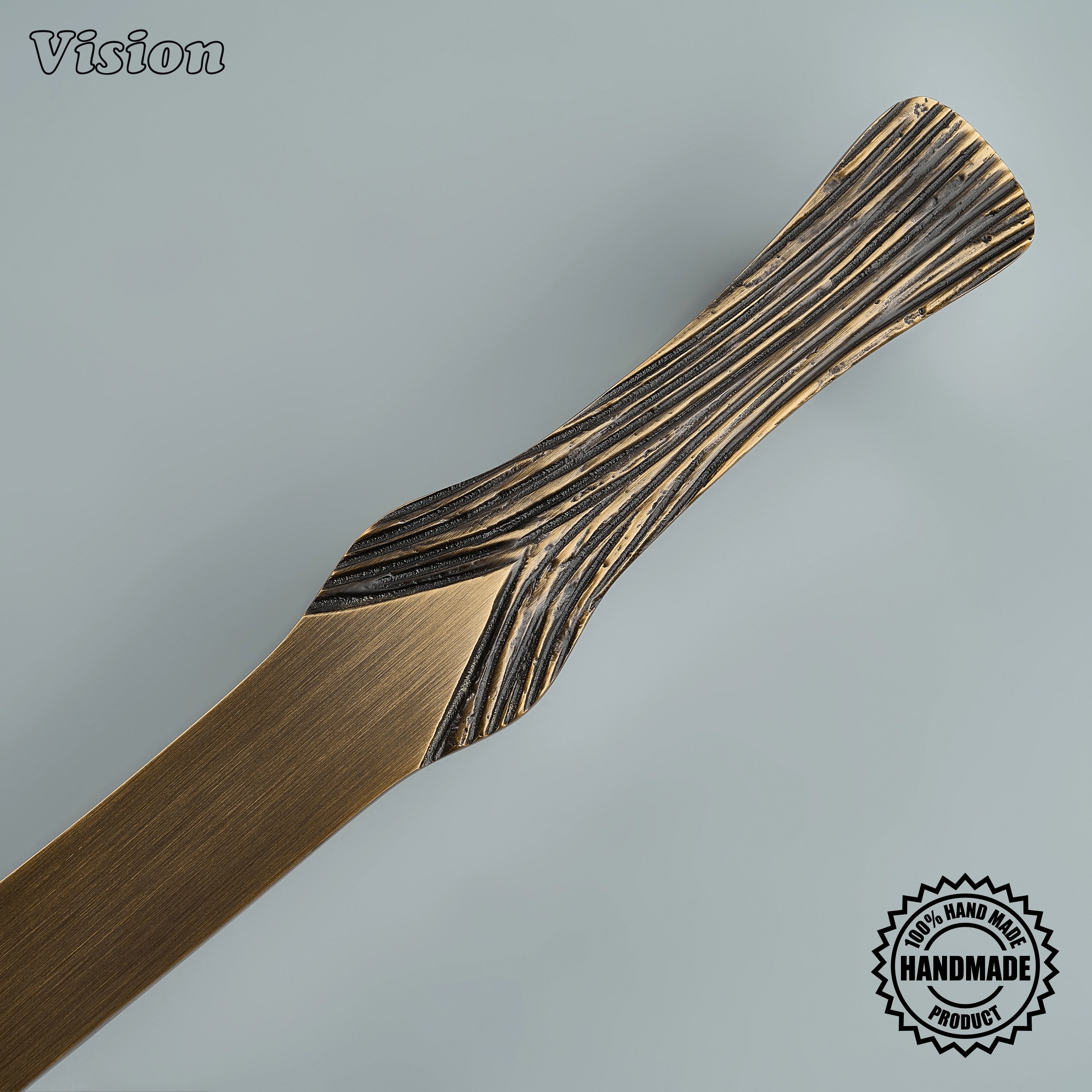 Antique Bronze luxury cabinet appliance pull featuring sculpted bar design for high-end kitchen storage.