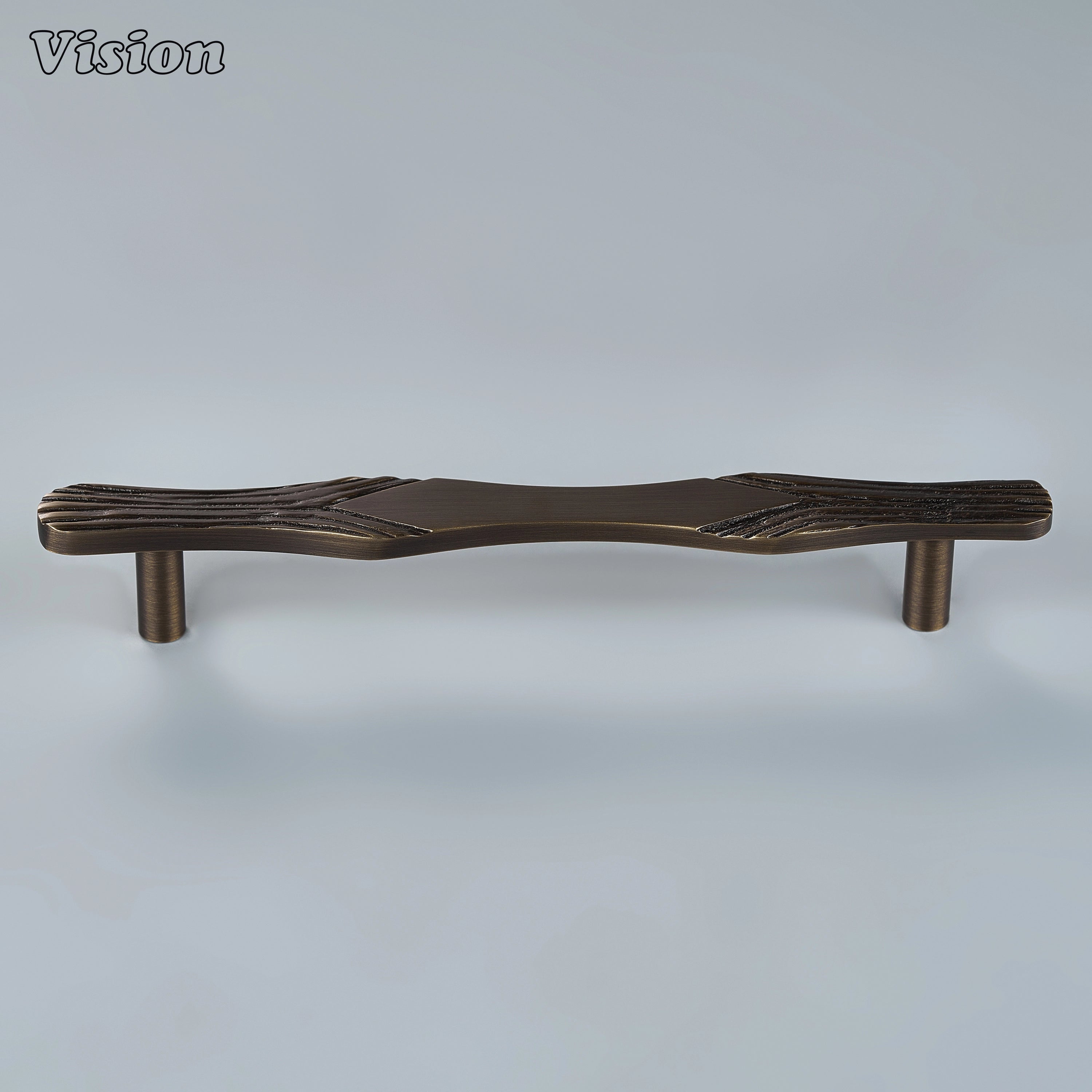 Premium antique bronze cabinet drawer pull with sculpted driftwood detailing for bespoke wooden wardrobes