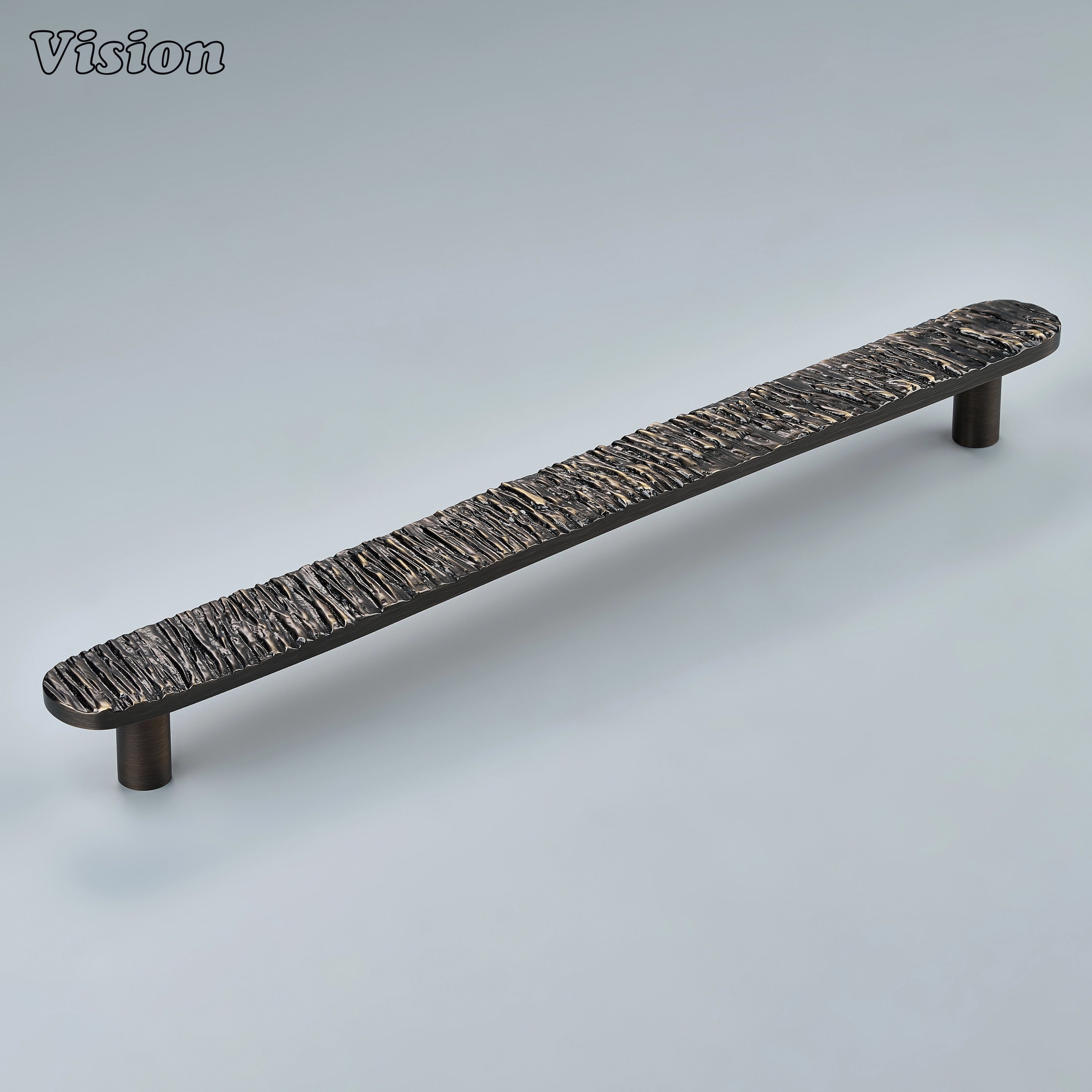Antique Bronze textured half round handcrafted handle for luxury cabinetry, wardrobes, and residential interiors.
