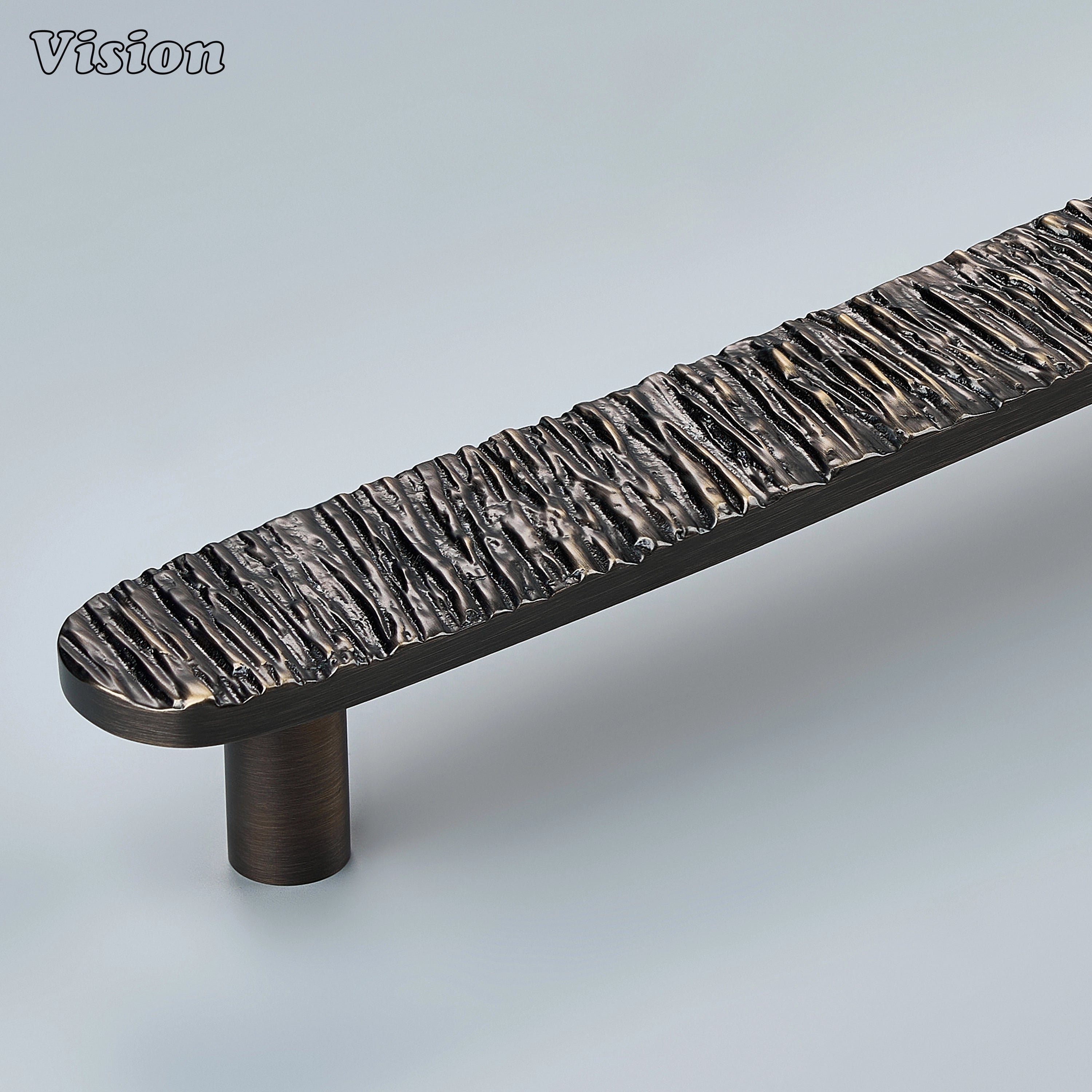Solid brass Antique Bronze half round handcrafted pull handle for elegant furniture and premium interior doors.