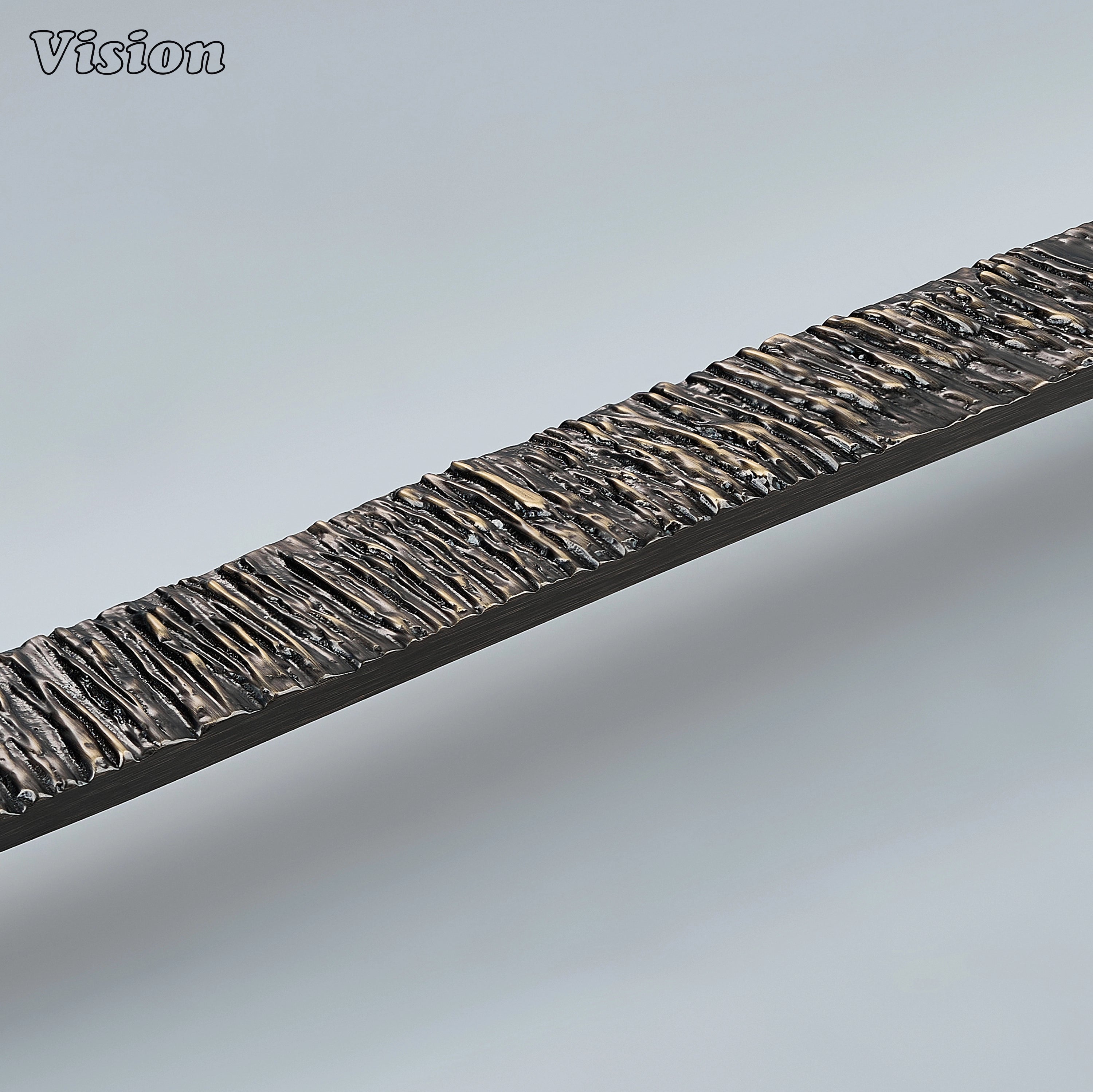 Premium Antique Bronze half round handcrafted door handle featuring an organic textured profile for designer furniture.