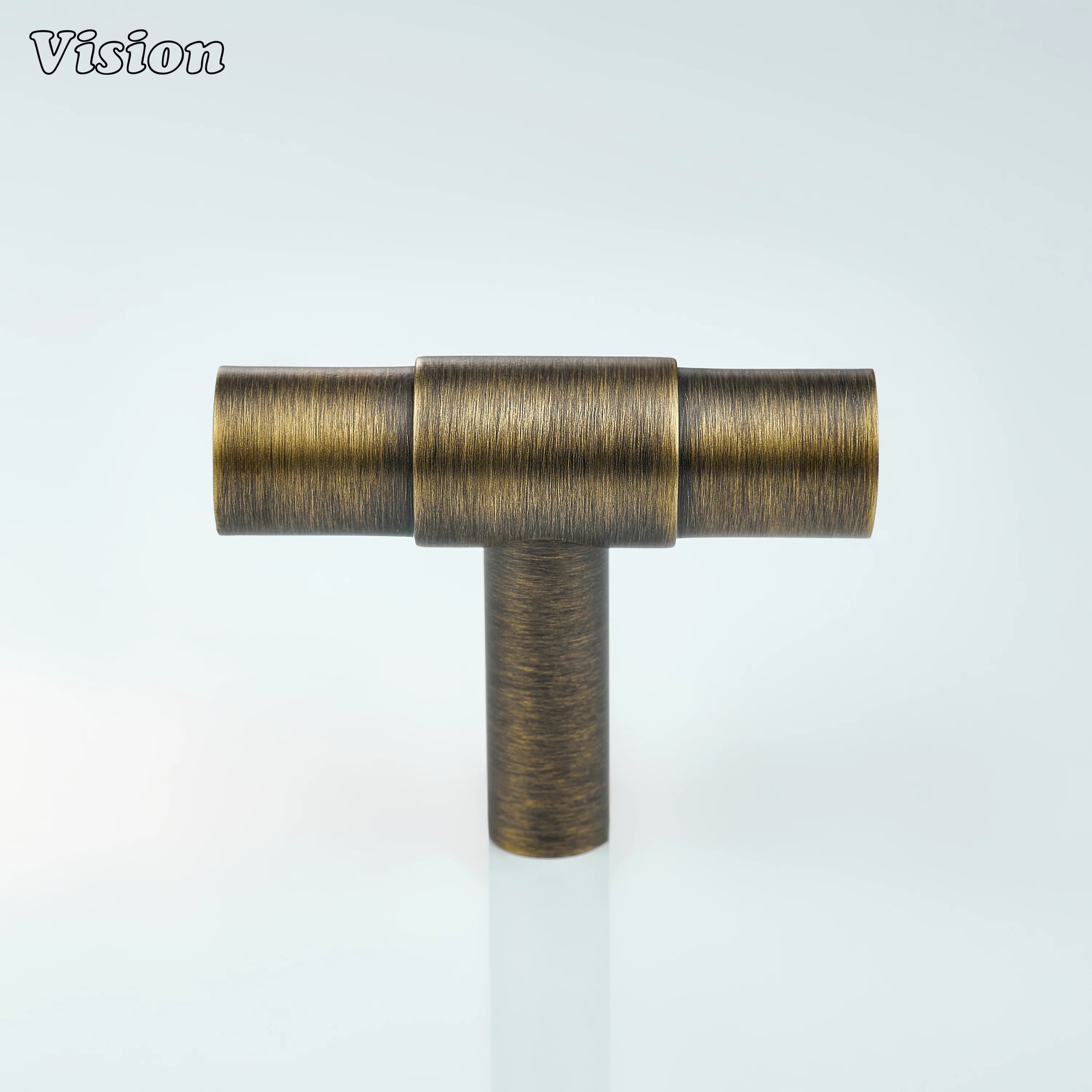 Antique Bronze premium t-knob with smooth bar and center accent for kitchen cabinets