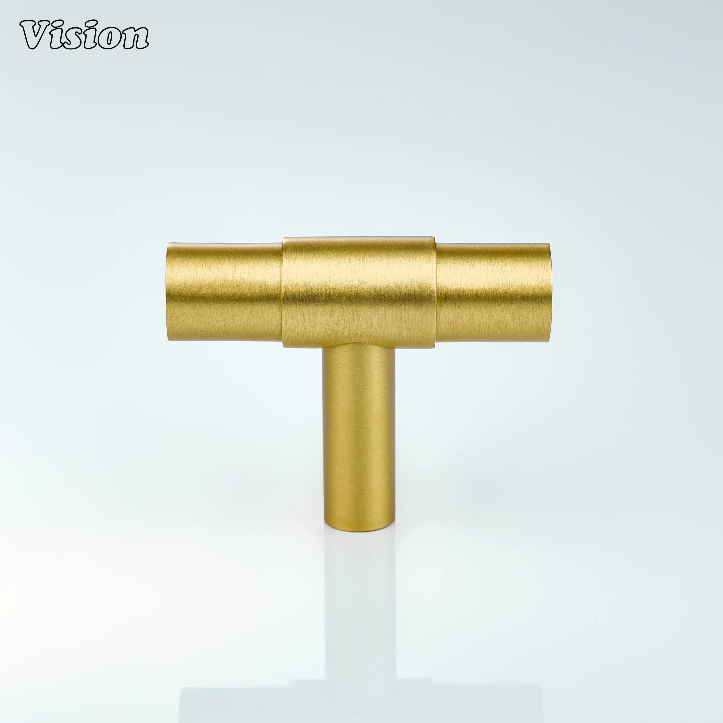 Gold cabinet hardware t-knob with plain finish and cylindrical bar for wardrobes