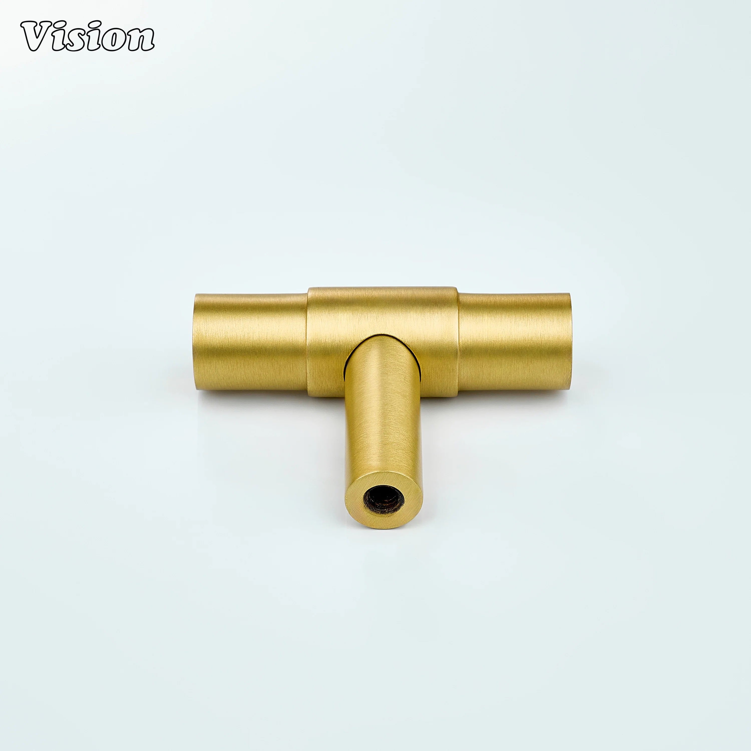 Gold premium t-knob with smooth round bar and center accent ring for cabinets