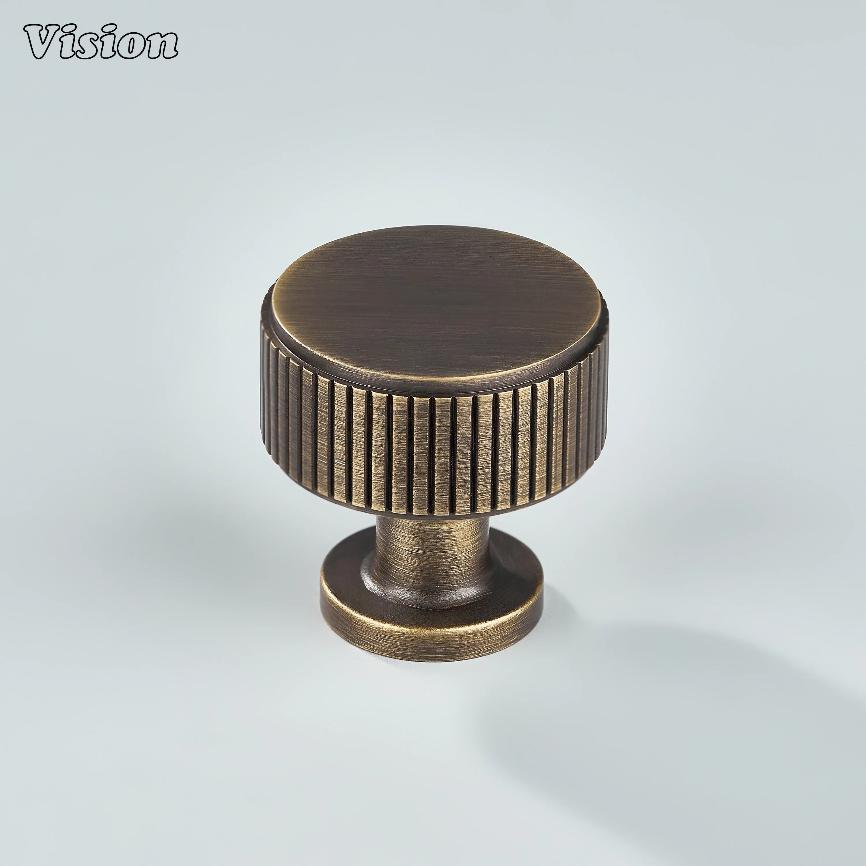 Premium Antique Bronze linear knurled cabinet knob with round profile for furniture use