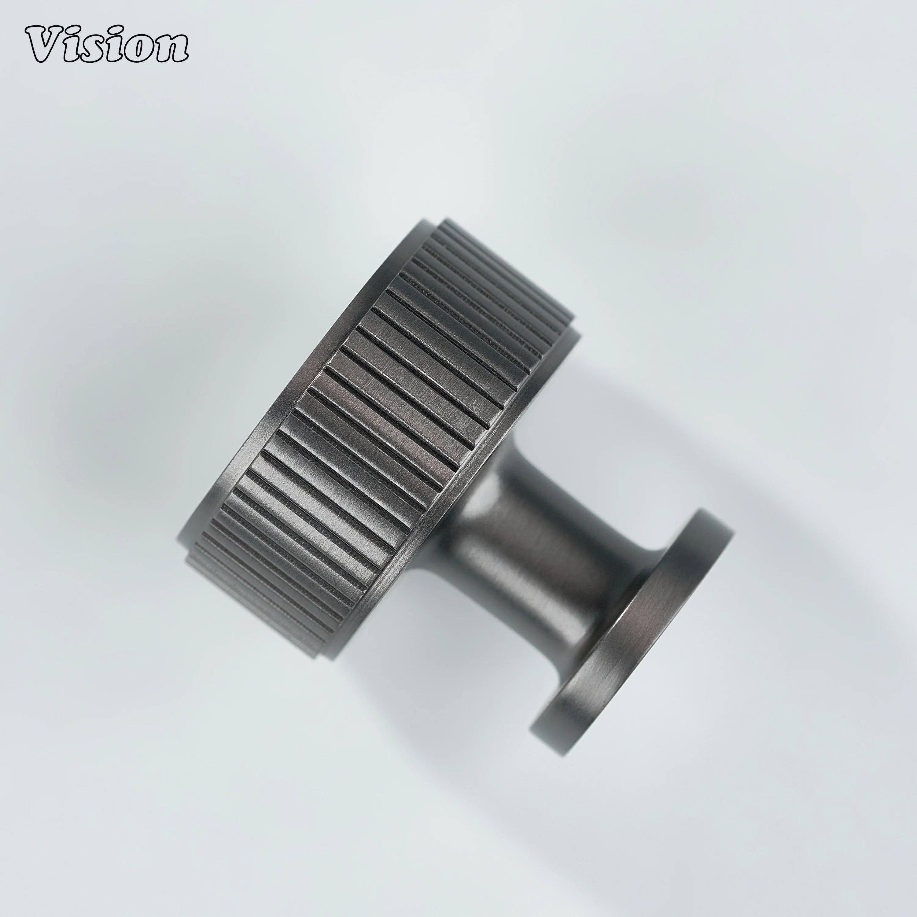 Solid brass round cabinet knob in Gunmetal with knurled detailing for cabinets