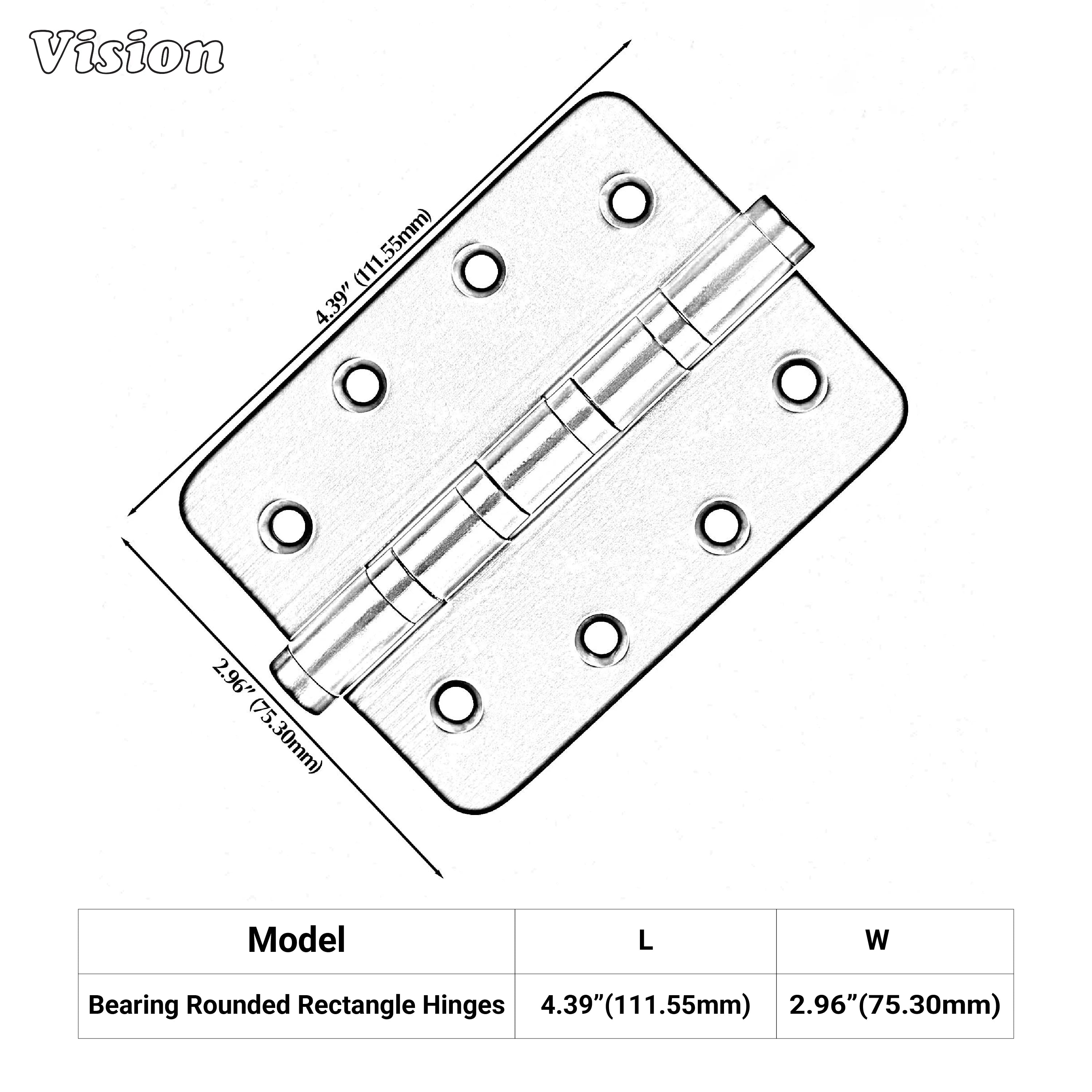 Rounded Black brass door hinge with solid brass build for wardrobes