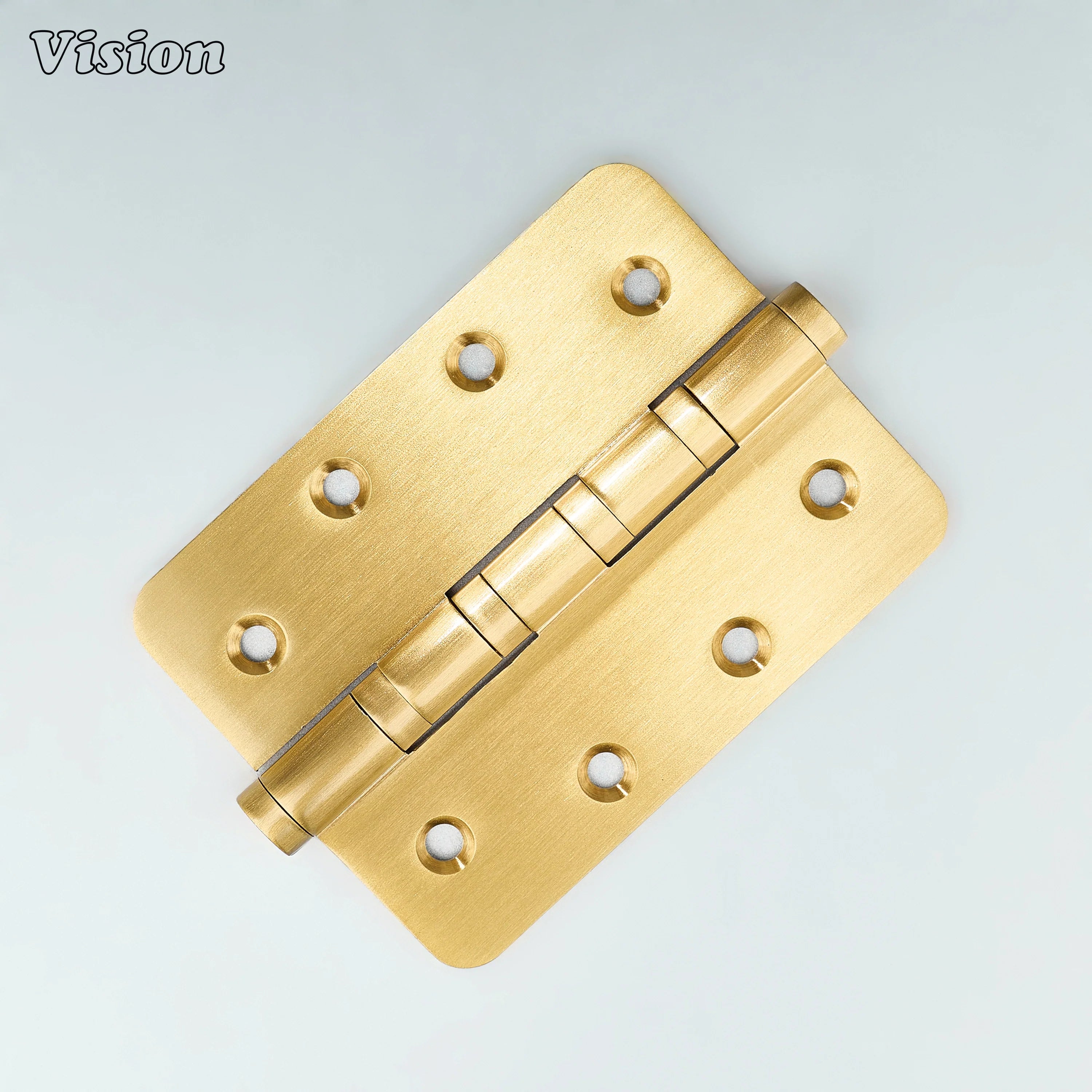 Rounded profile Gold brass door hinge designed for wardrobe door applications