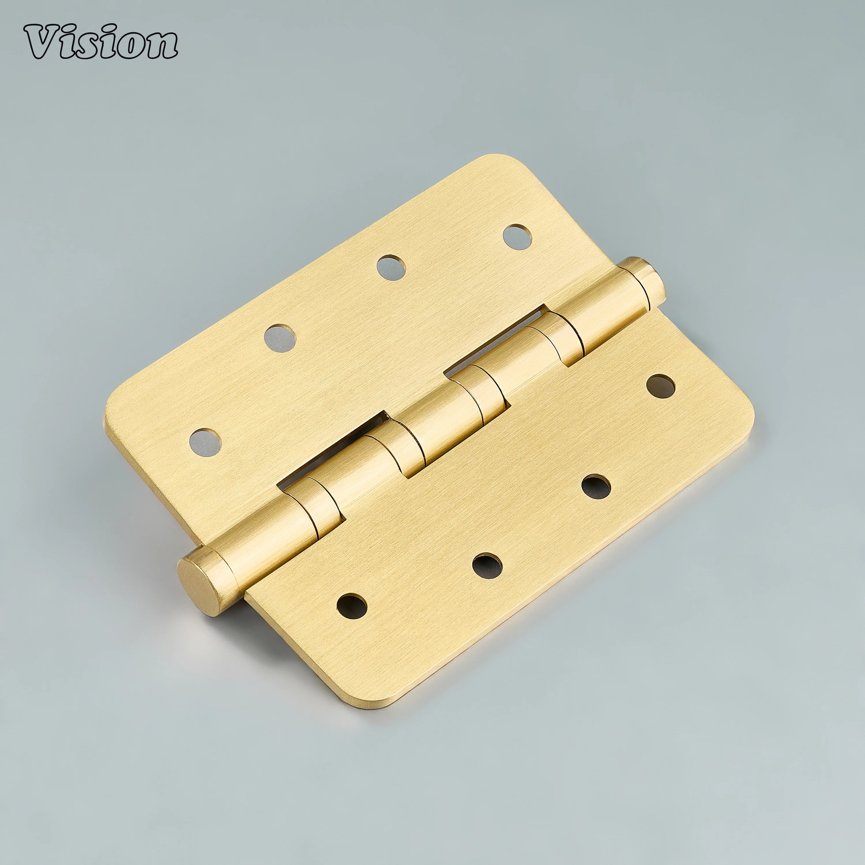 Rounded Gold brass door hinge with solid brass build for storage furniture