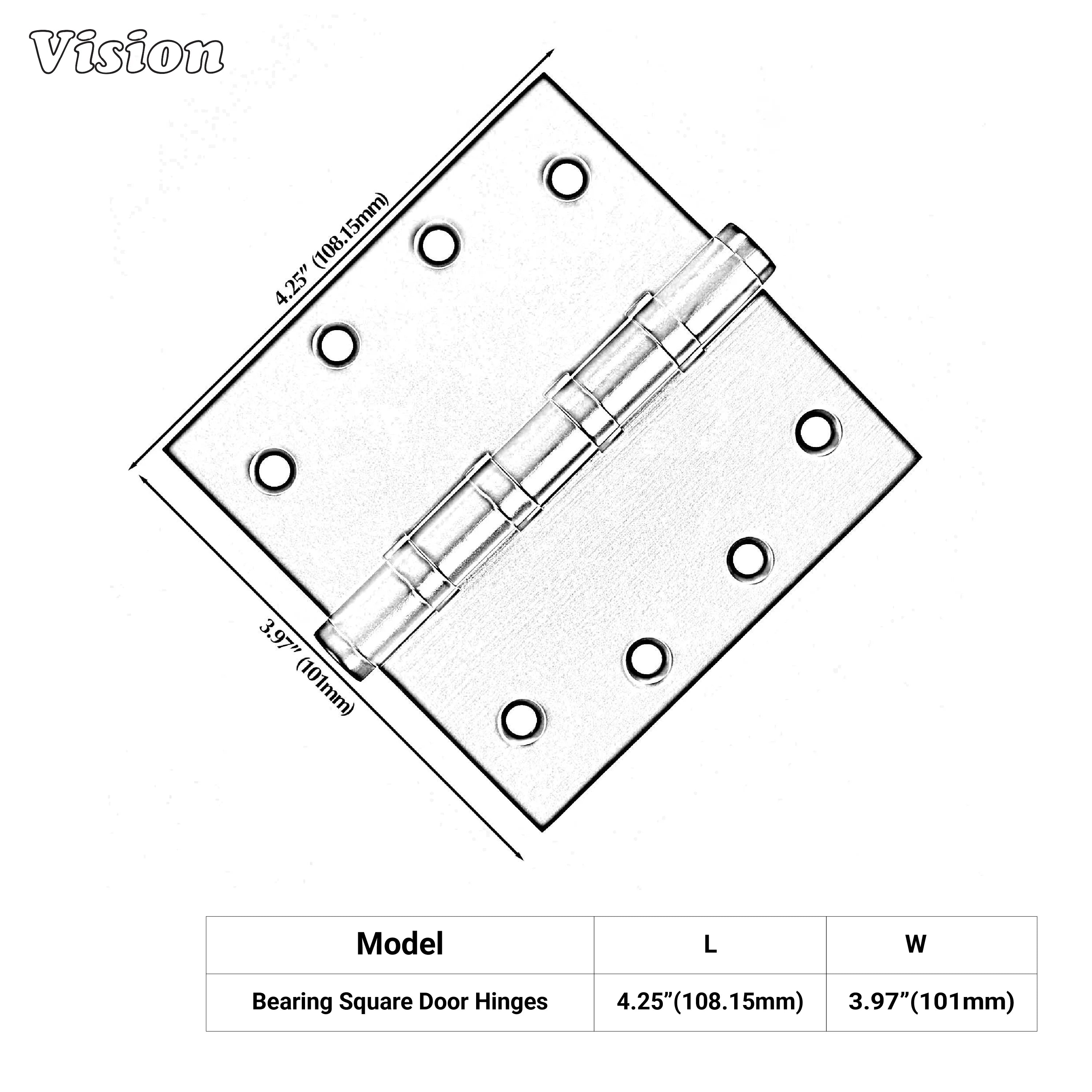 Square edge Black bearing brass door hinge for furniture doors