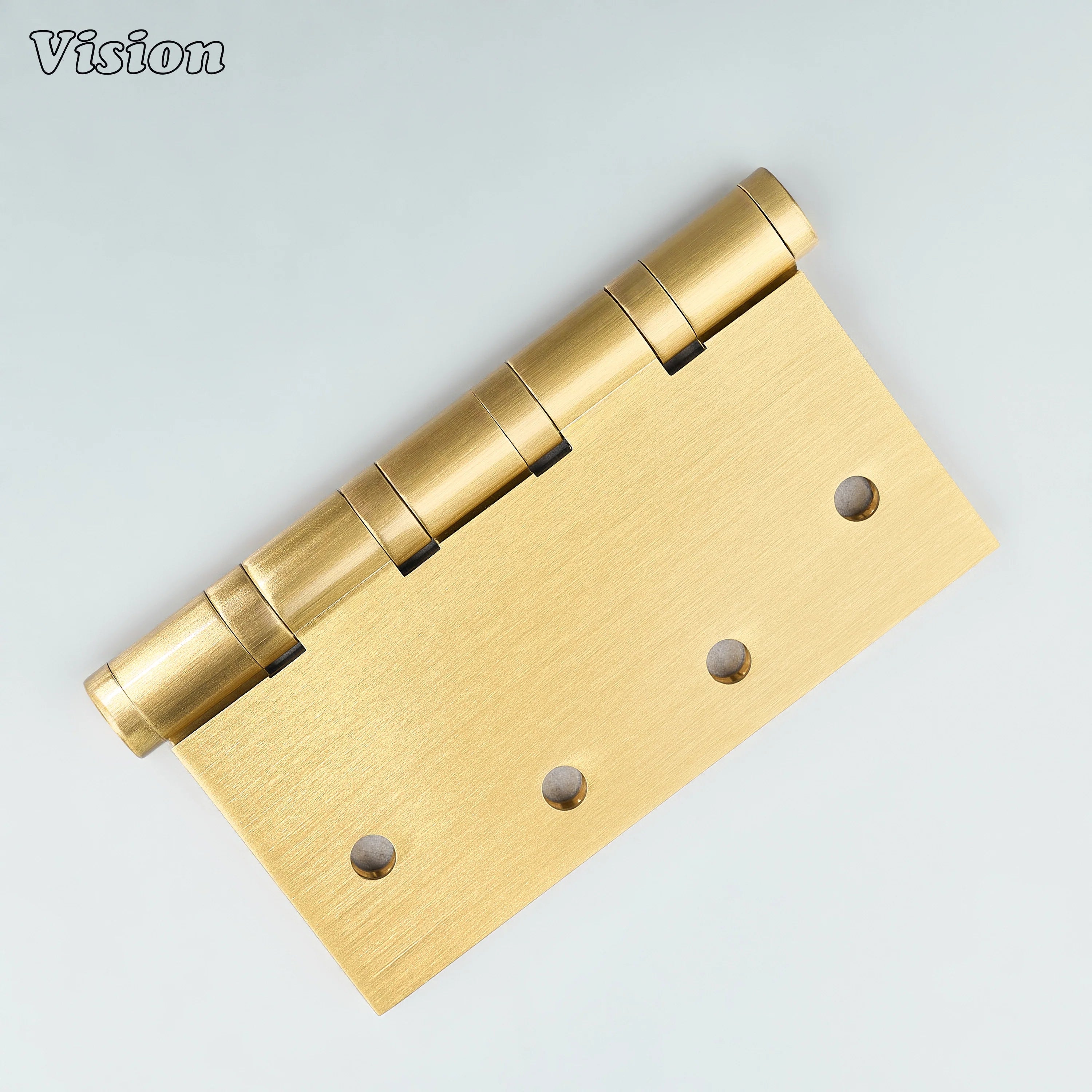 Square plate Gold brass door hinge with smooth bearing system for heavy home doors