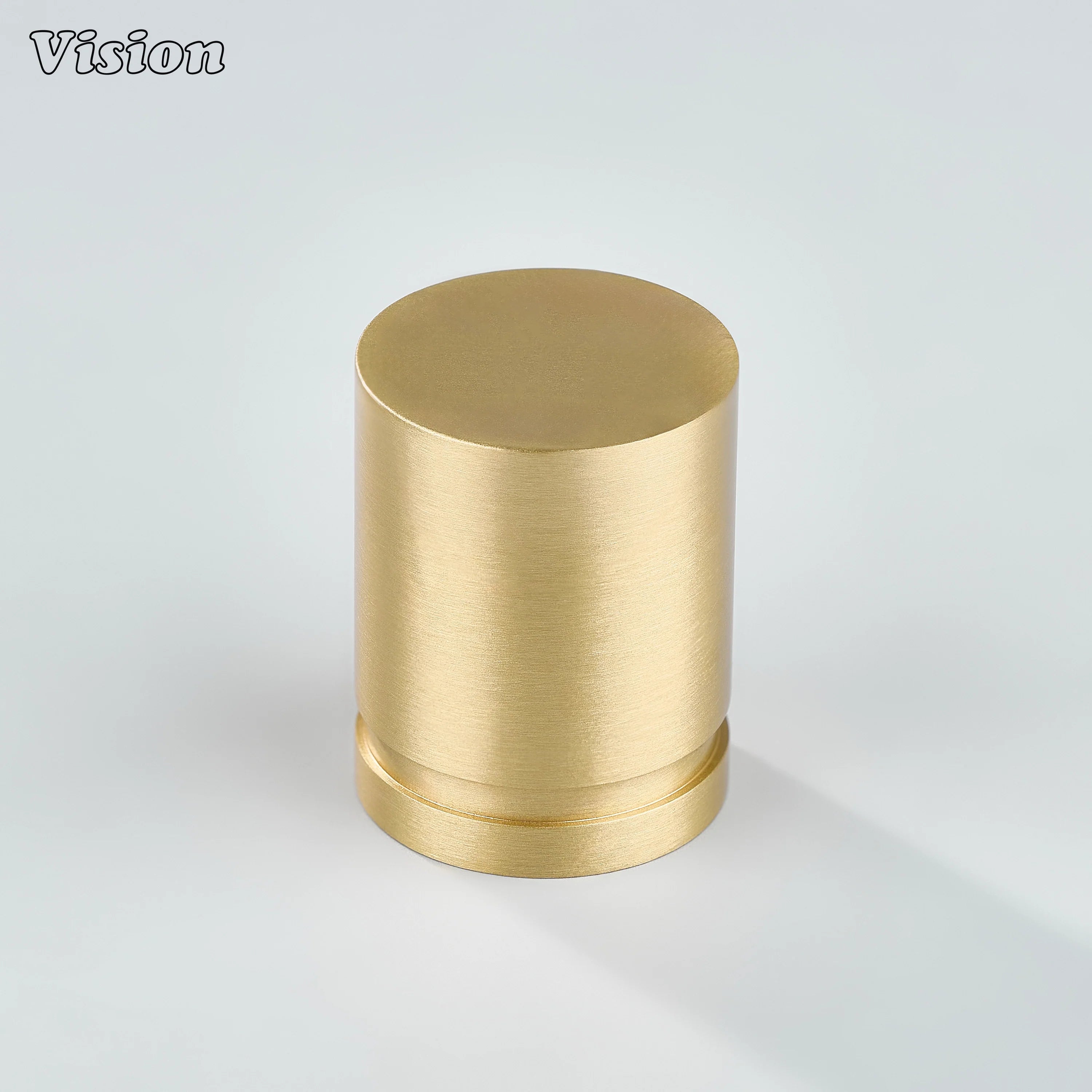 Gold solid brass plain round knob for kitchen drawers and contemporary cabinetry