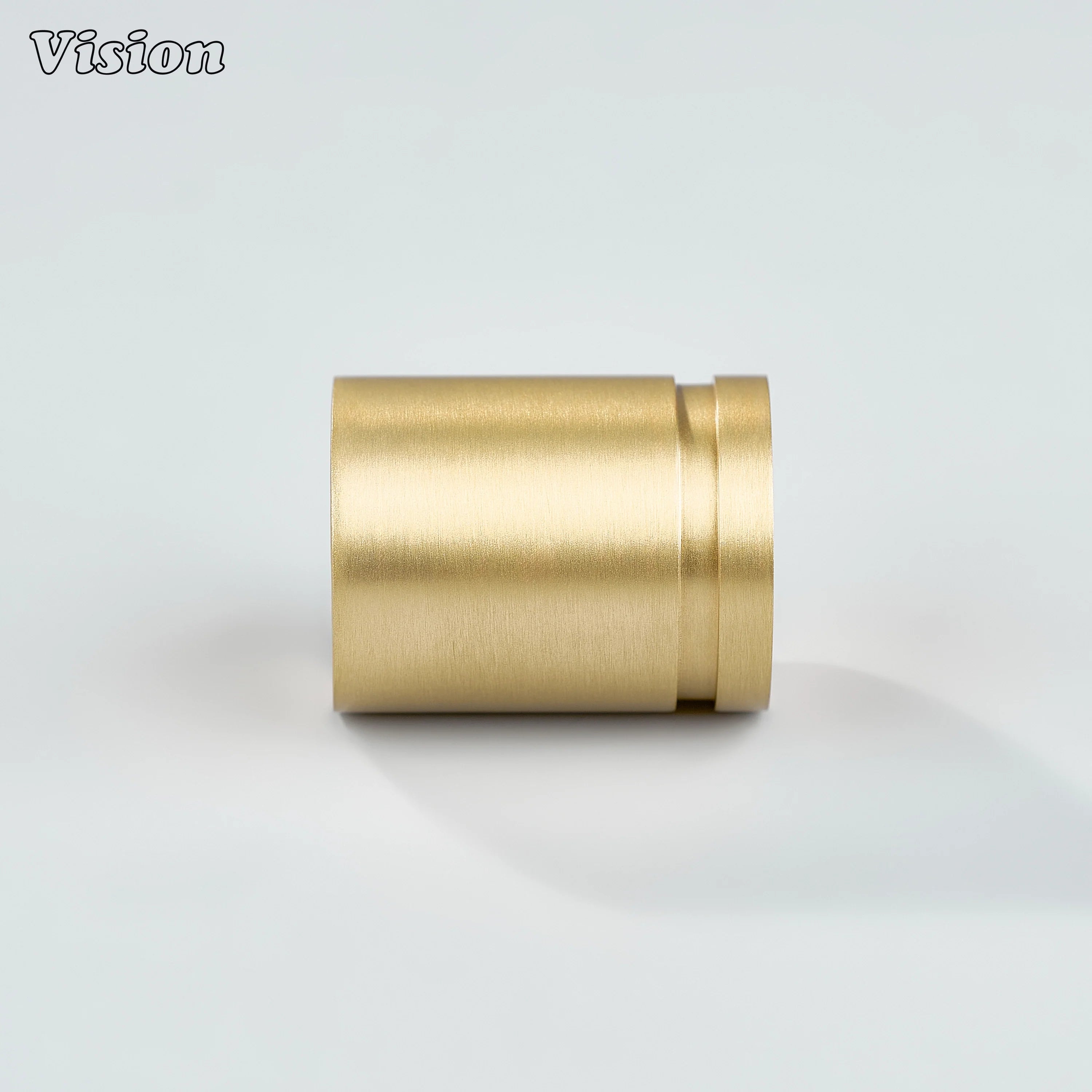 Gold brass plain cylinder knob with minimal round design for storage cabinets