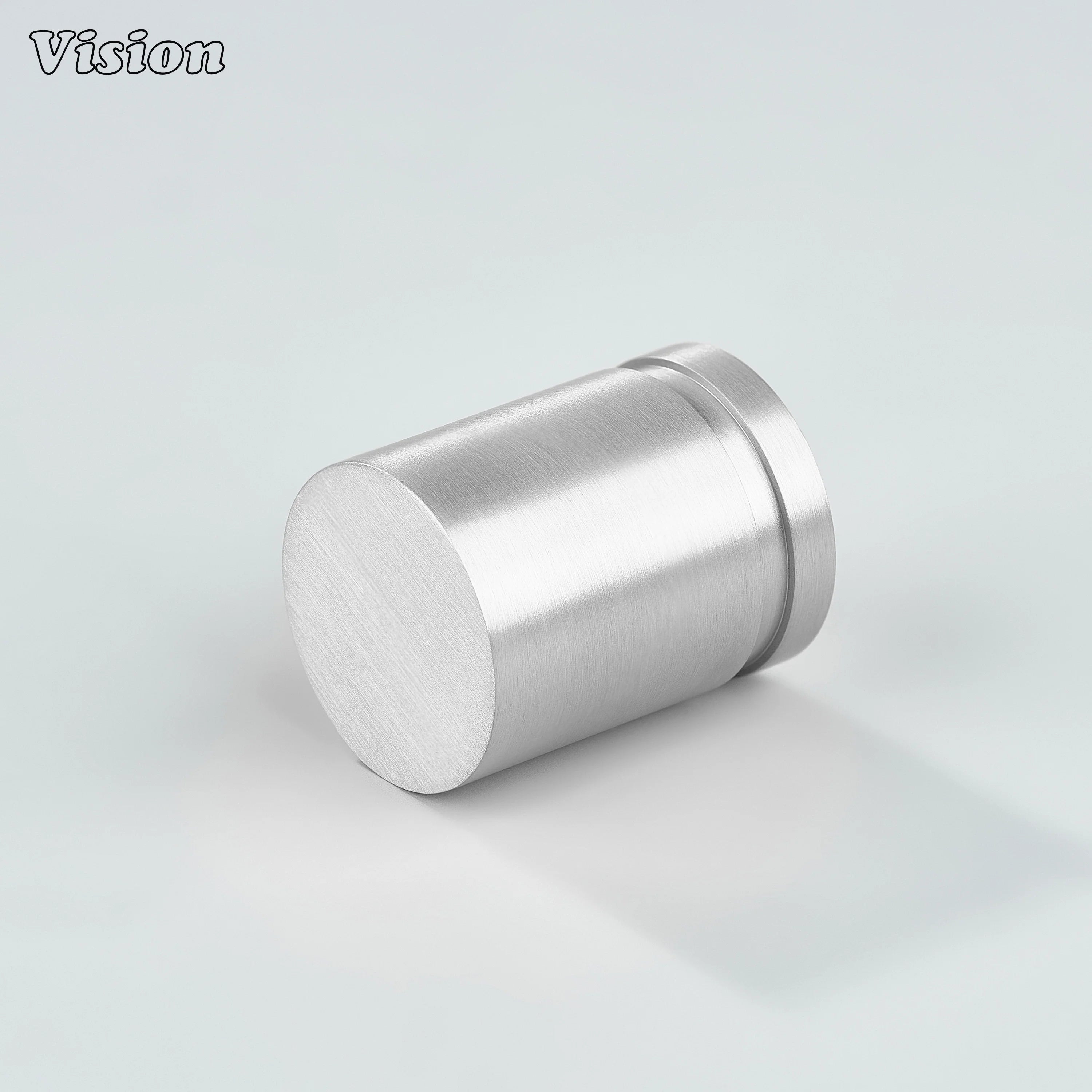 Silver plain cylinder cabinet knob with smooth brass body for kitchen cabinets