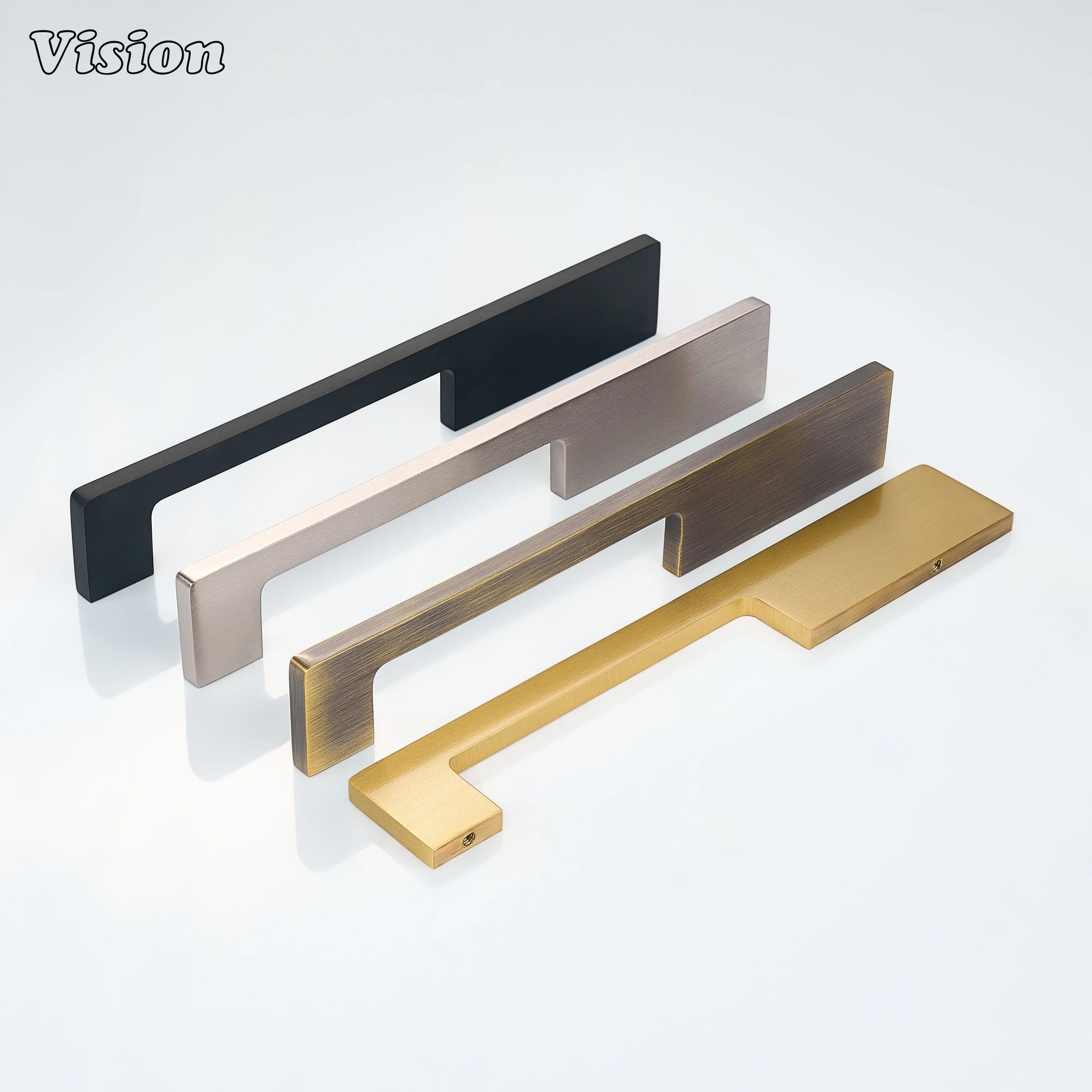 Plain Black cabinet handle with cut out bar detail for wardrobes