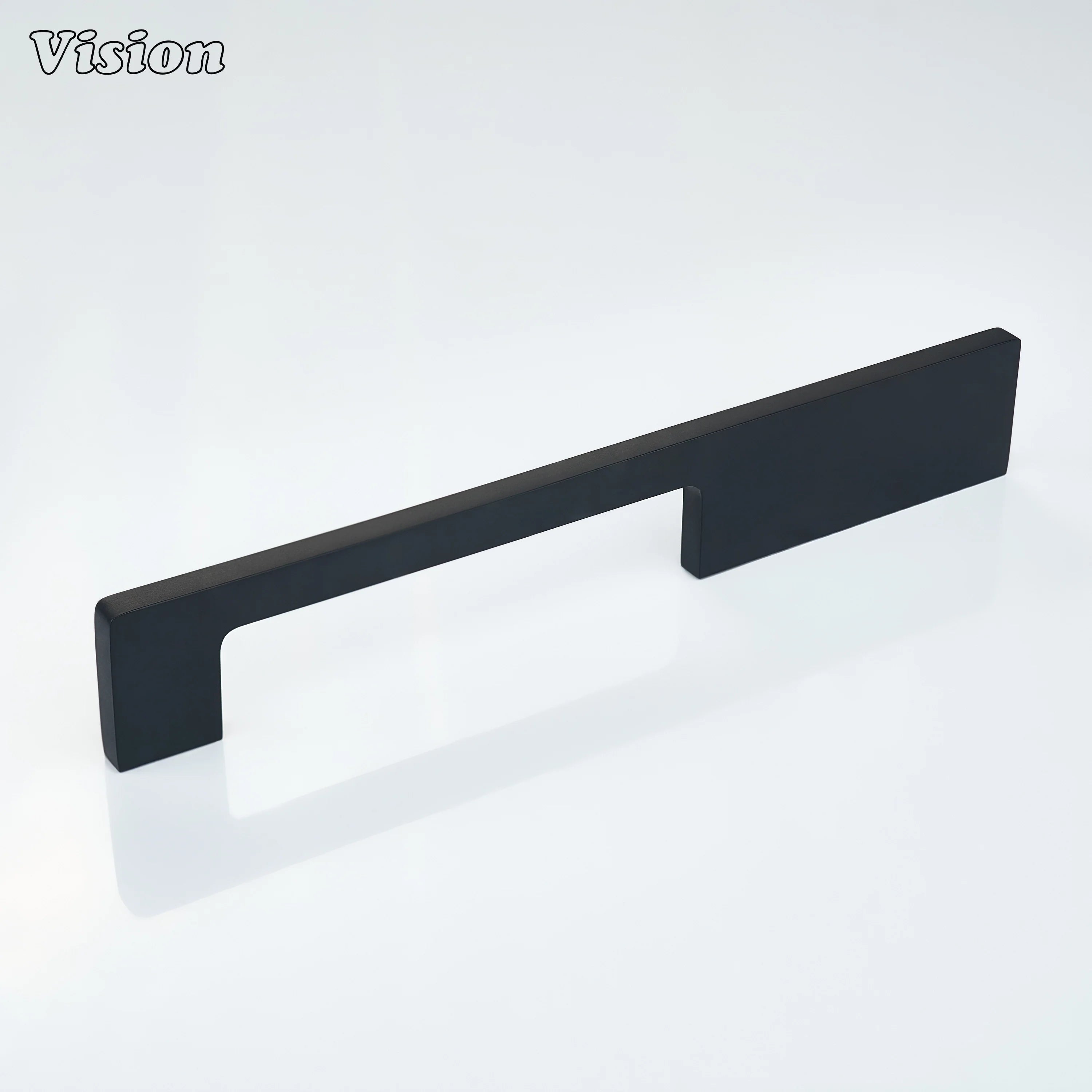 Black cabinet handle with straight bar shape for furniture