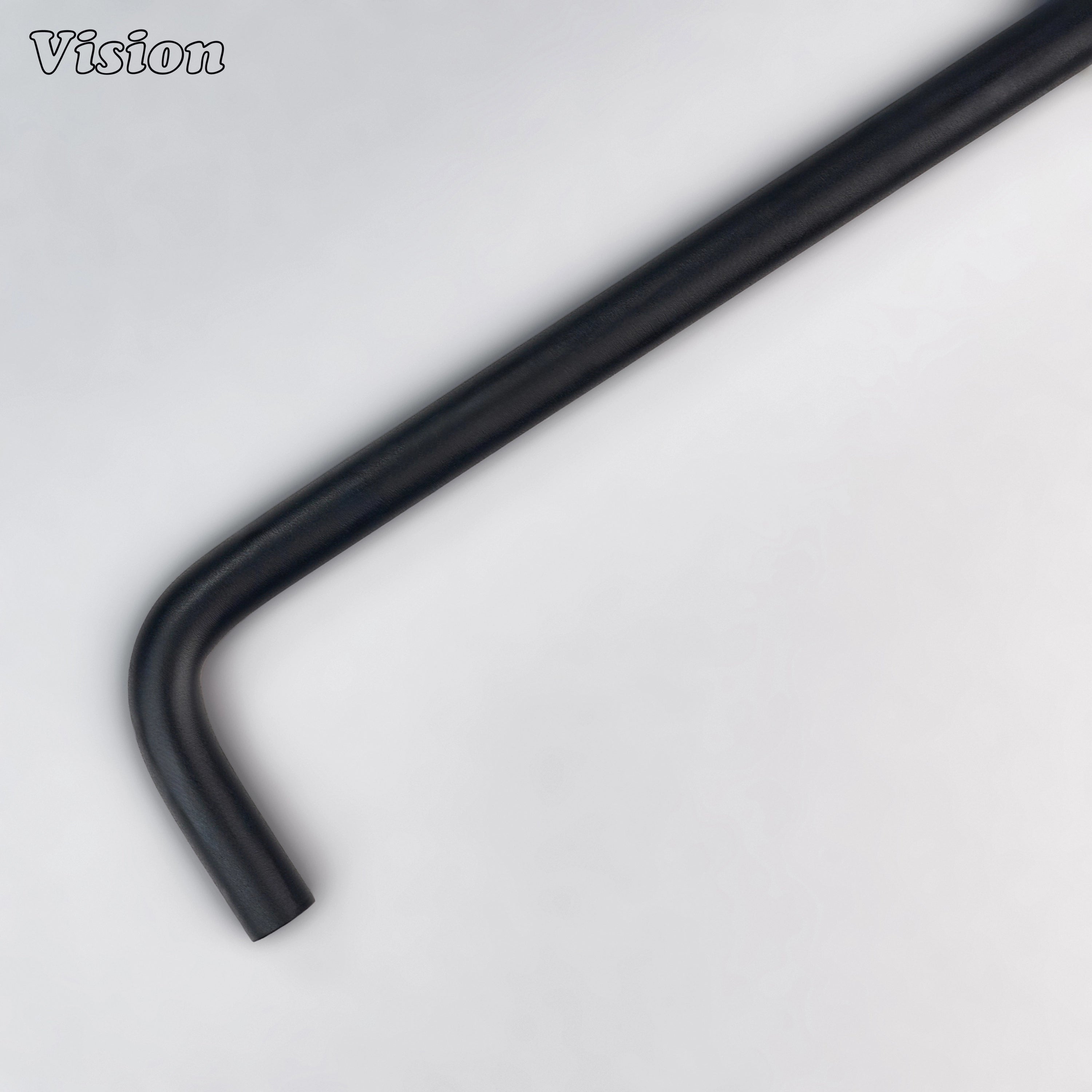 Black tubular cabinet handle with minimalist styling for custom cabinetry.