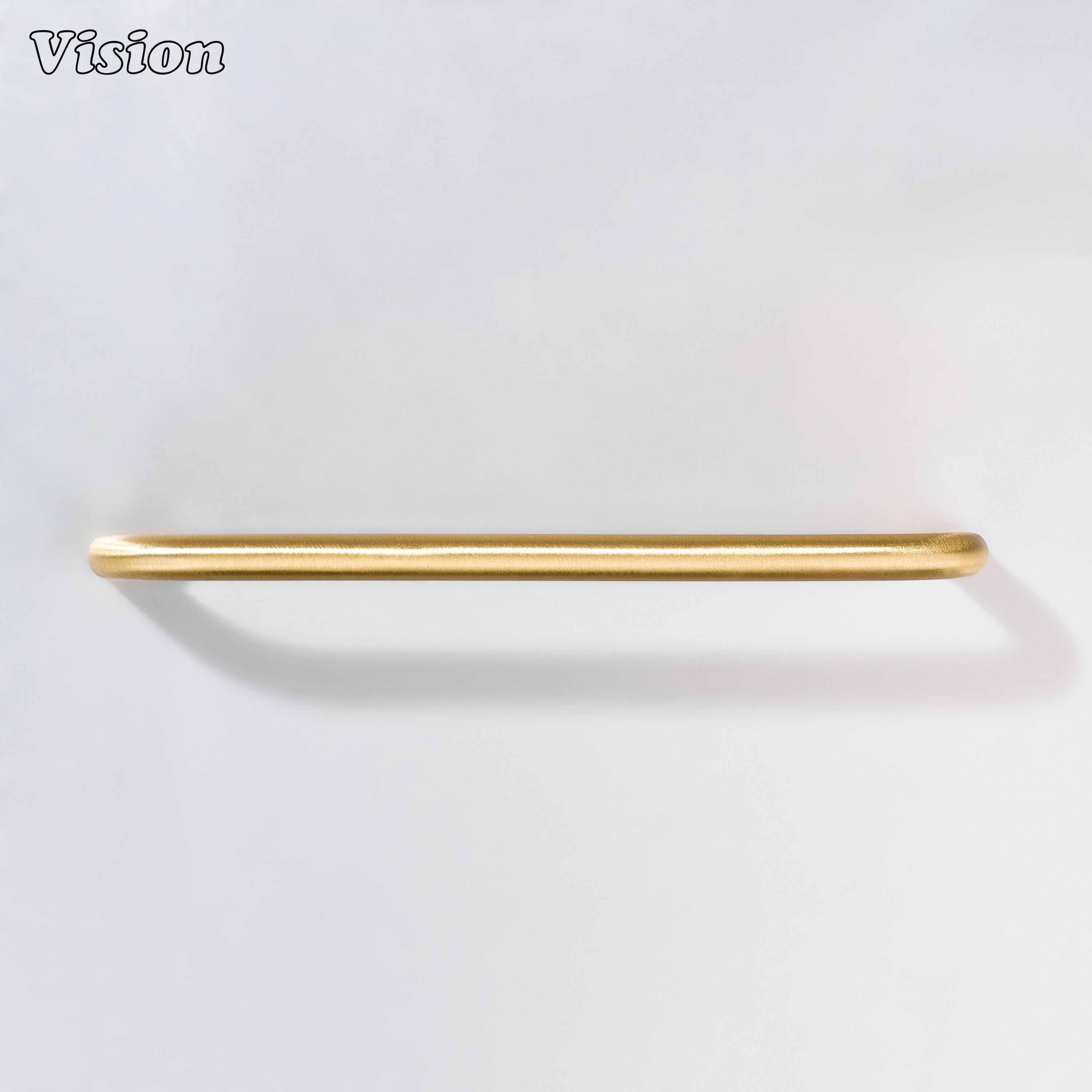 Gold plain cabinet handle with smooth profile for dresser drawers and wardrobes.