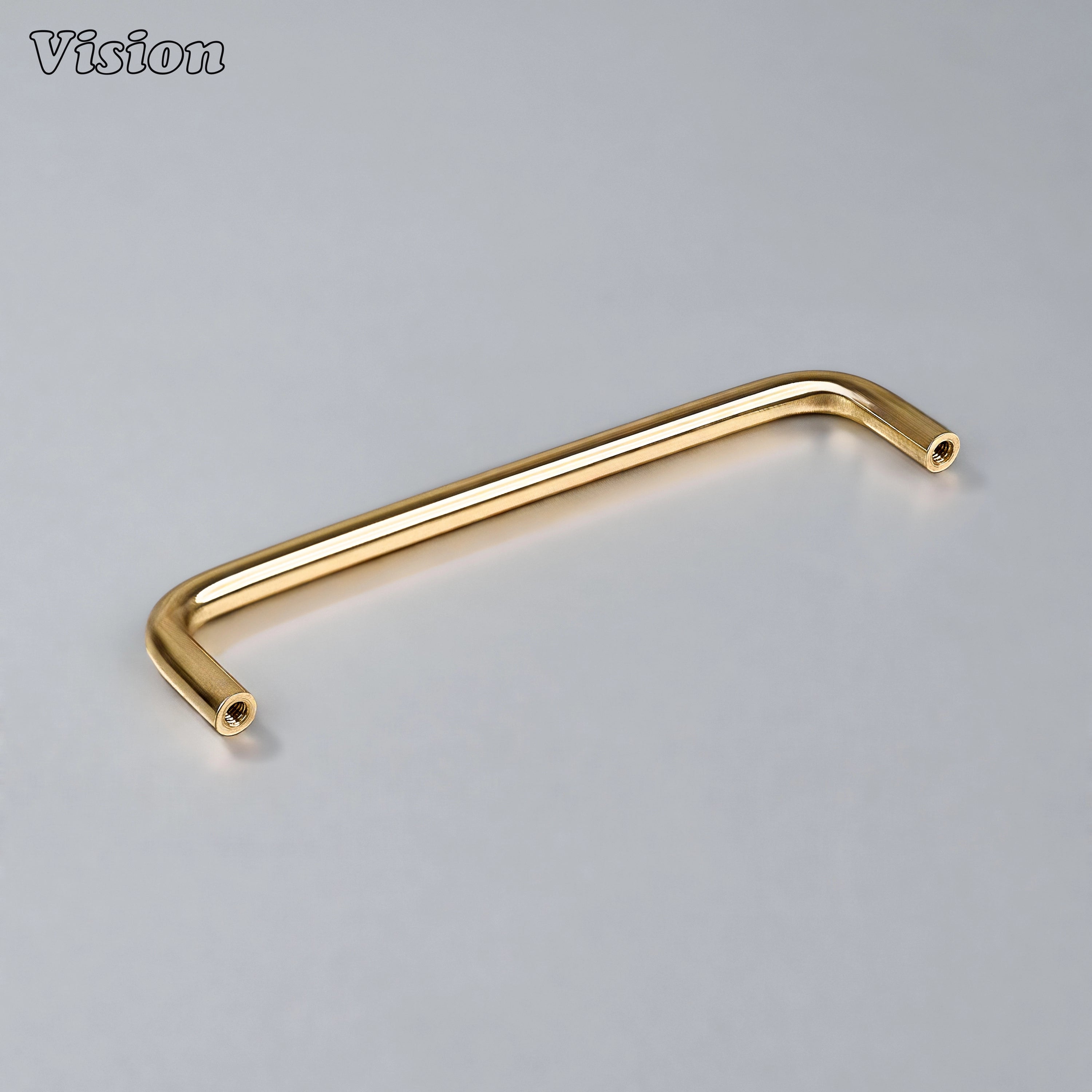 Polished Brass (Lacquered) plain cabinet handle with smooth profile for dresser drawers and wardrobes.