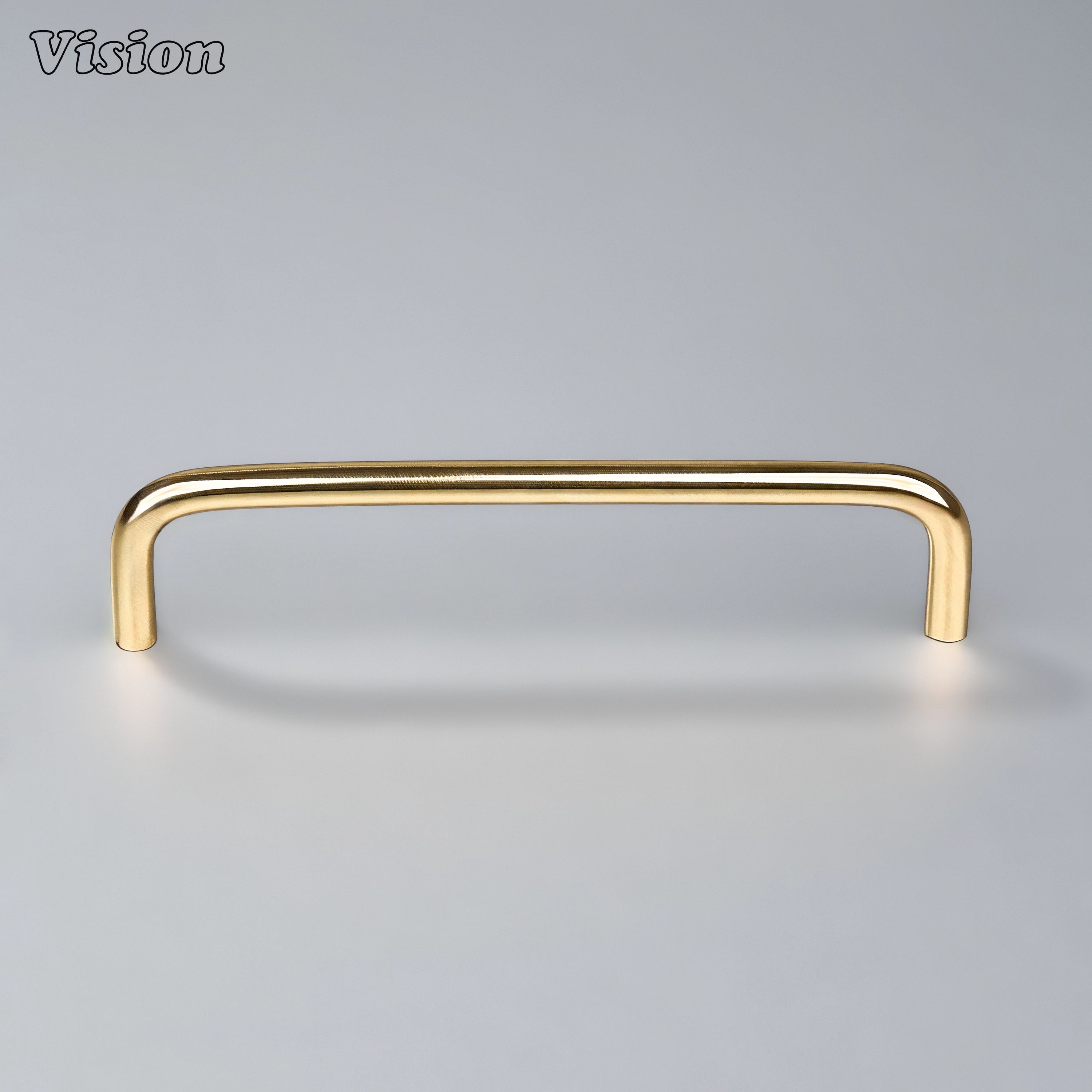 Polished Brass (Lacquered) smooth cabinet pull with minimalist bar profile for built-in cabinets.