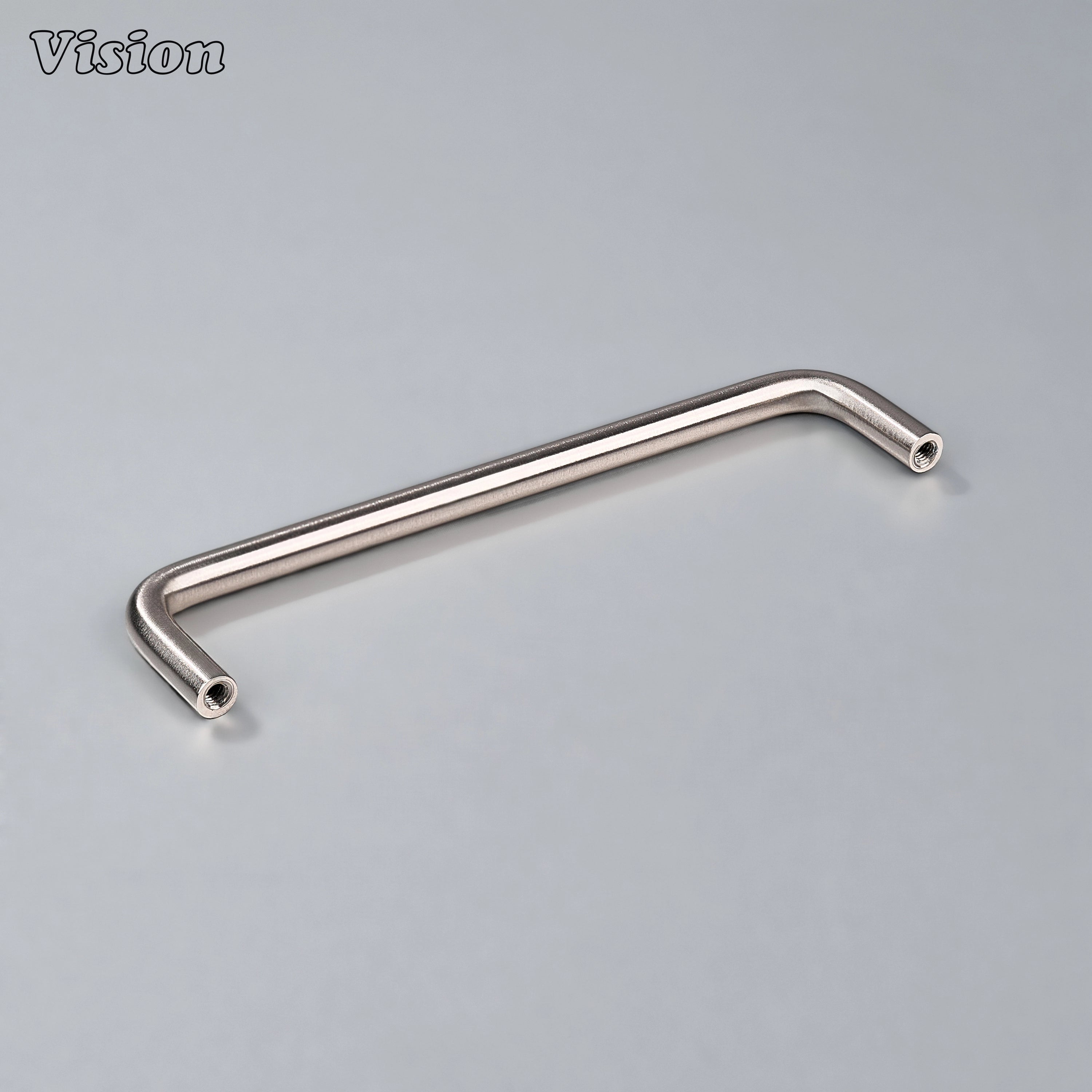 Silver plain cabinet handle with rounded corners for dressers and wardrobes.