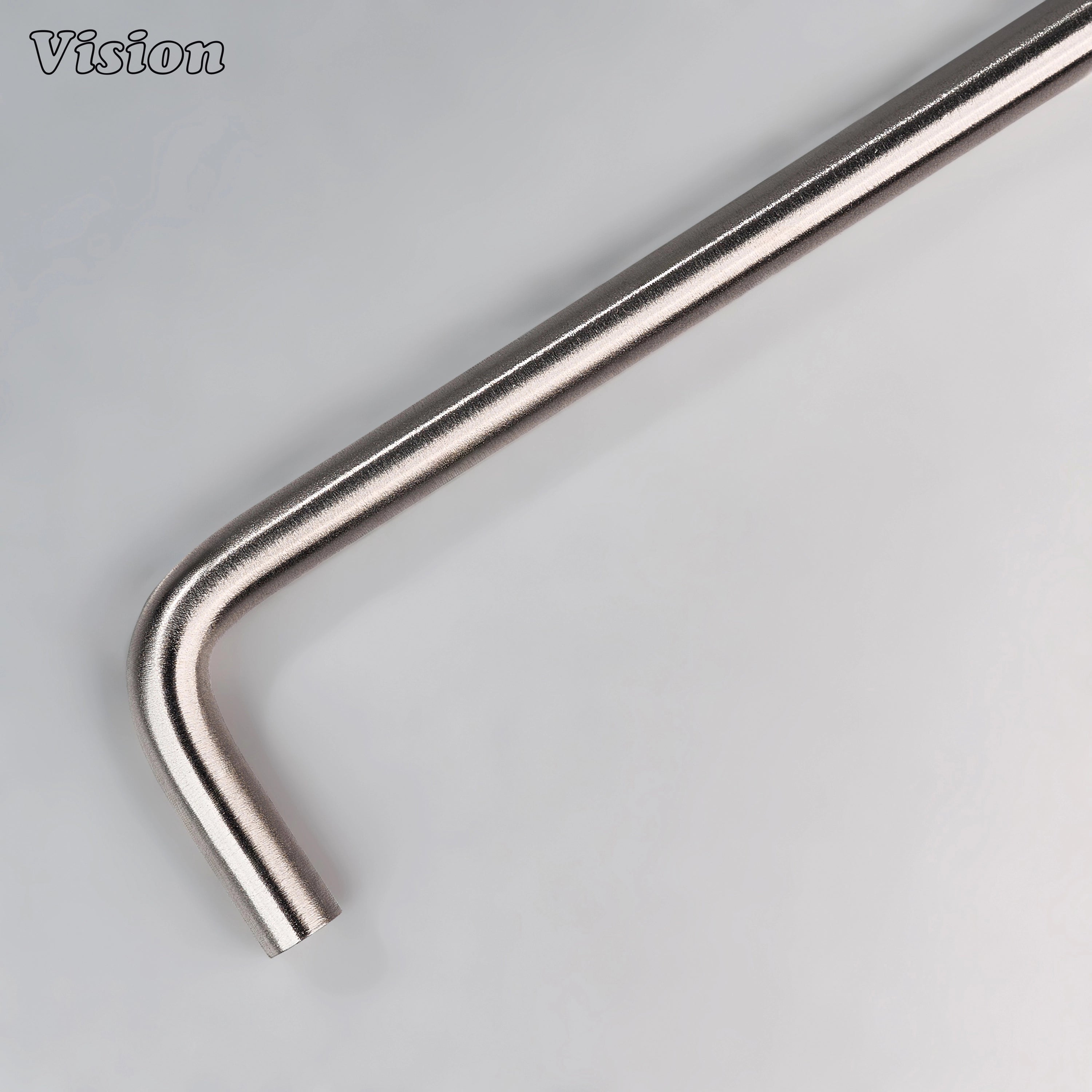 Silver smooth cabinet pull with minimalist bar design for storage cabinets.
