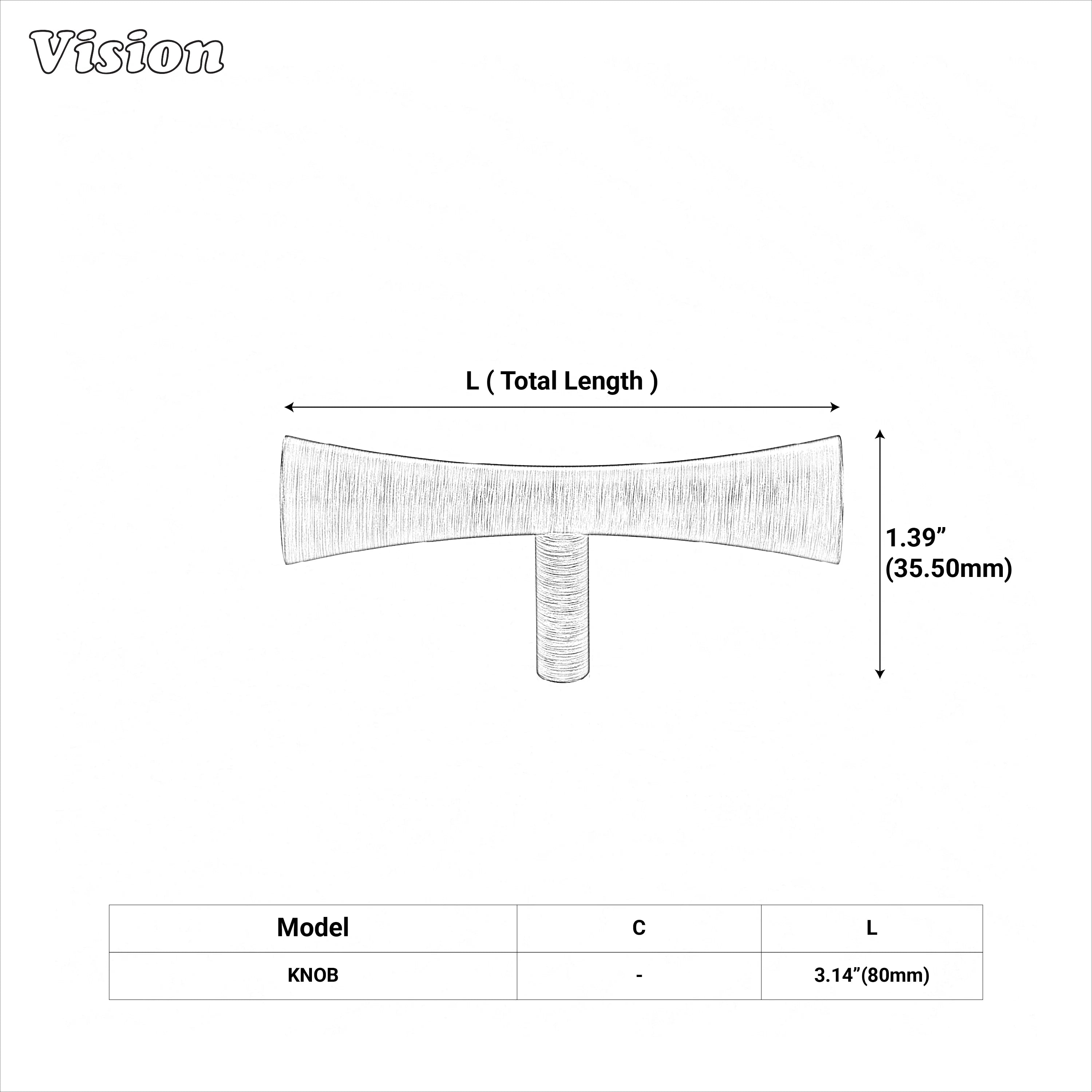 Gold cabinet t-knob plain curved bar design sketch