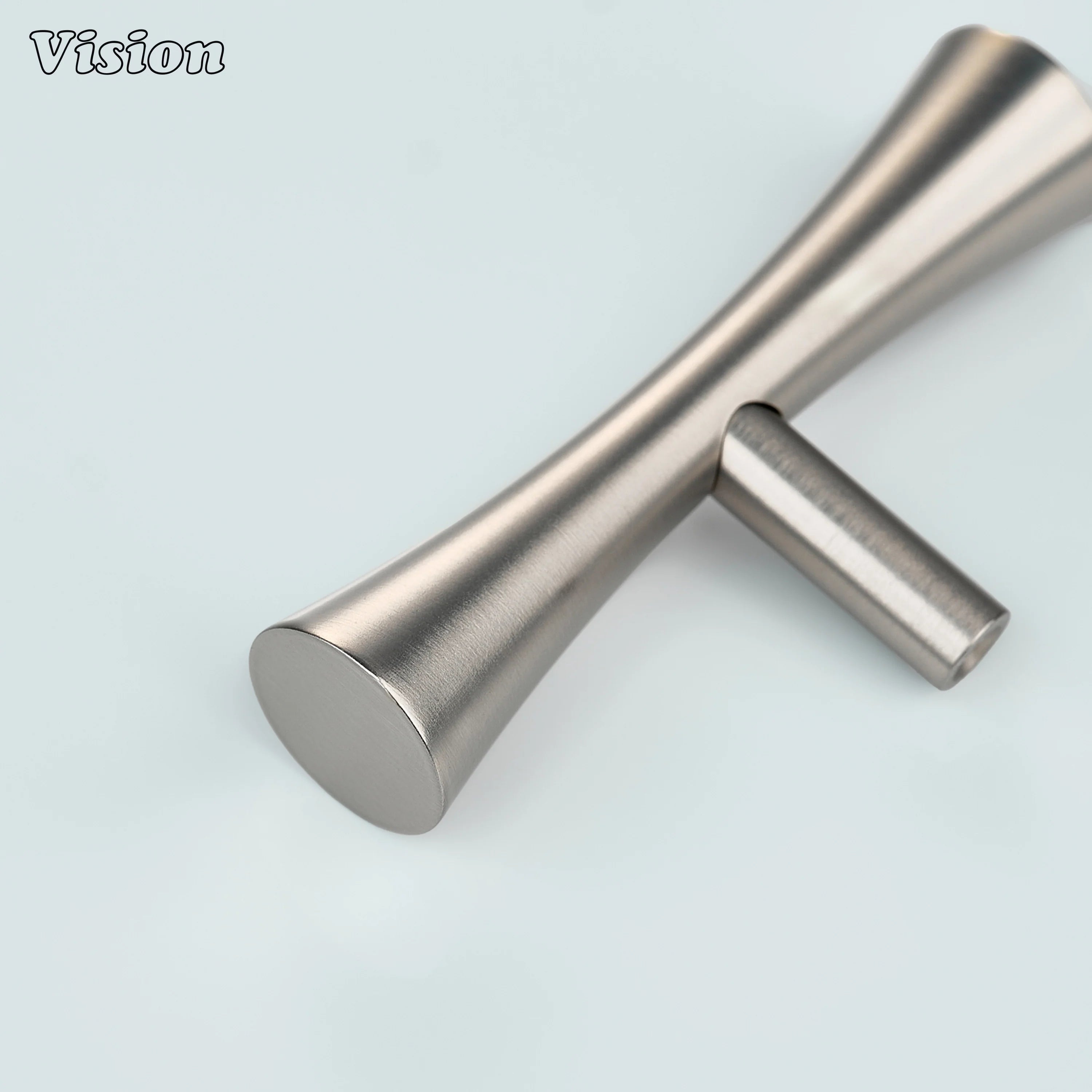 Silver brass cabinet knob curved handle for kitchen storage