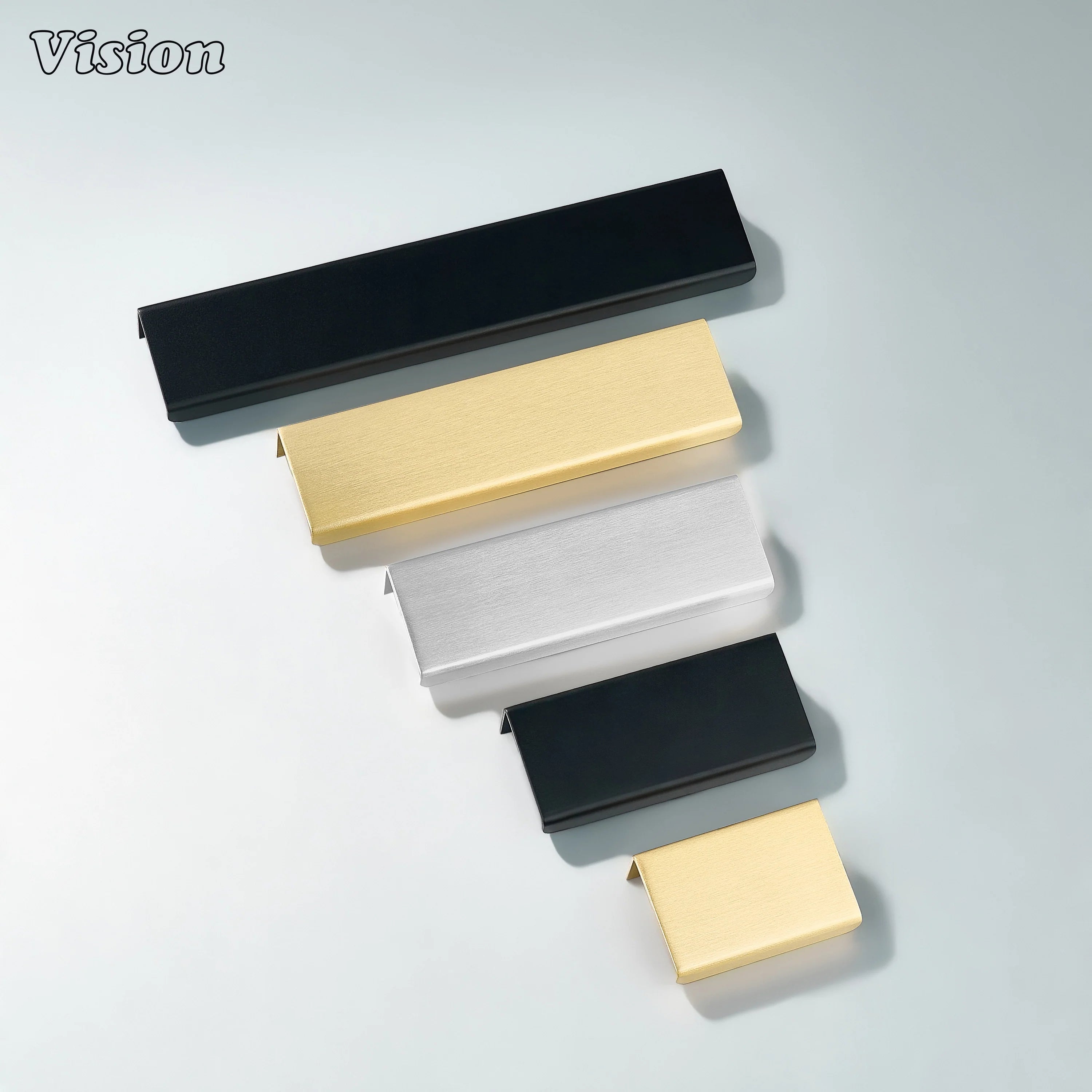 Plain Black cabinet handle featuring a sleek lip pull bar design for drawers