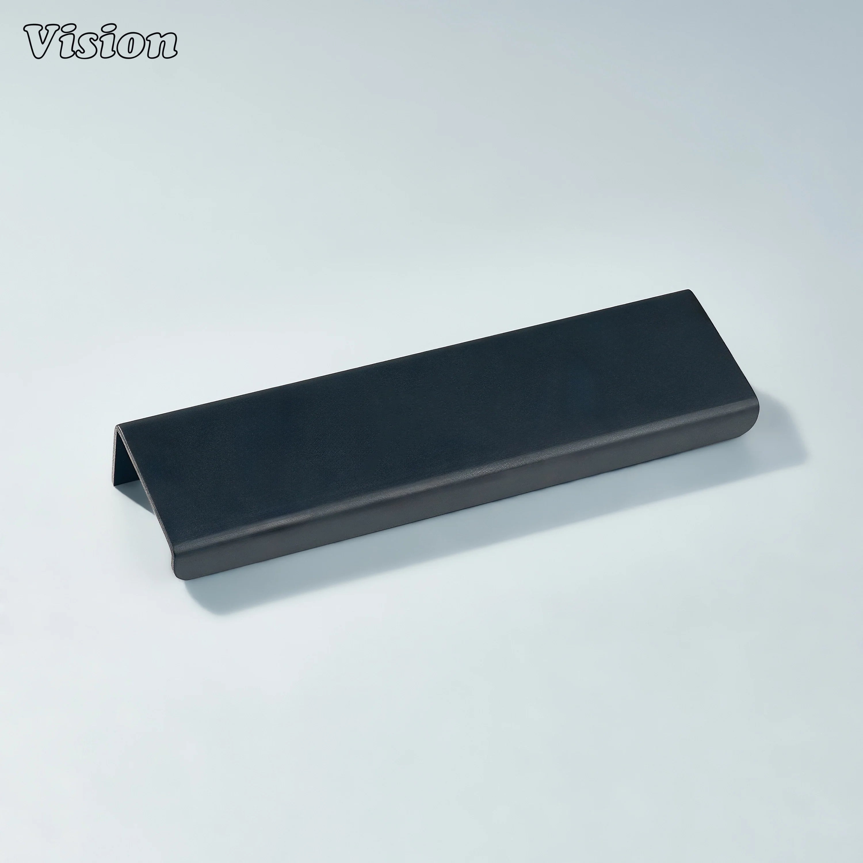Black cabinet handle featuring a linear plain bar design for cabinetry