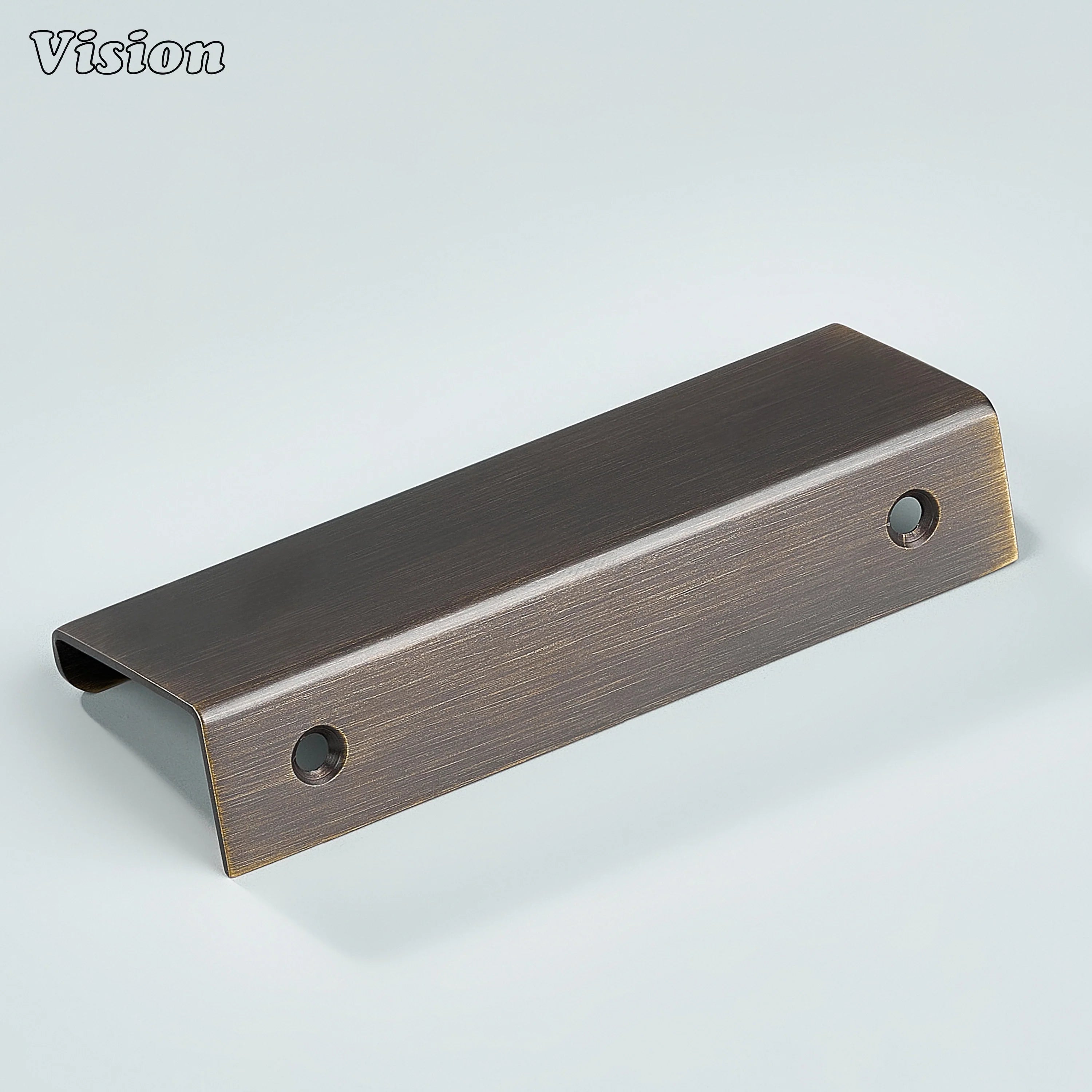 Modern antique bronze lip pull for contemporary interiors