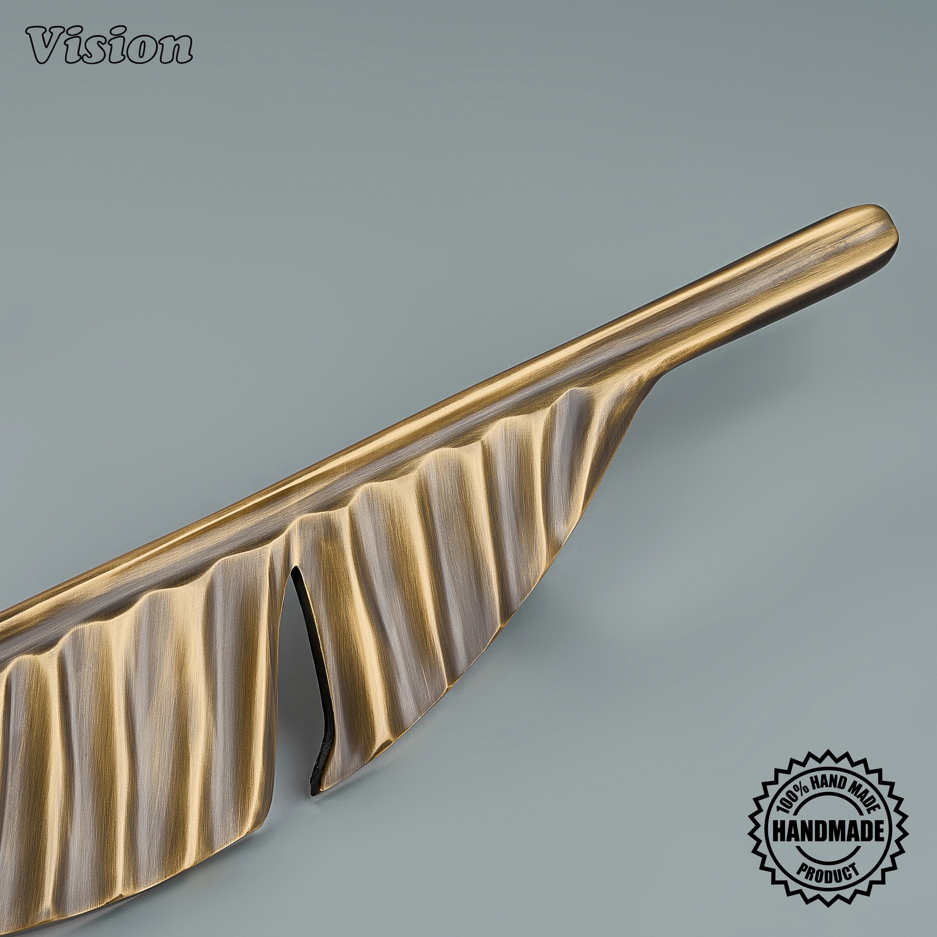 Antique Bronze cabinet handle designed with sculpted botanical lines for furniture.