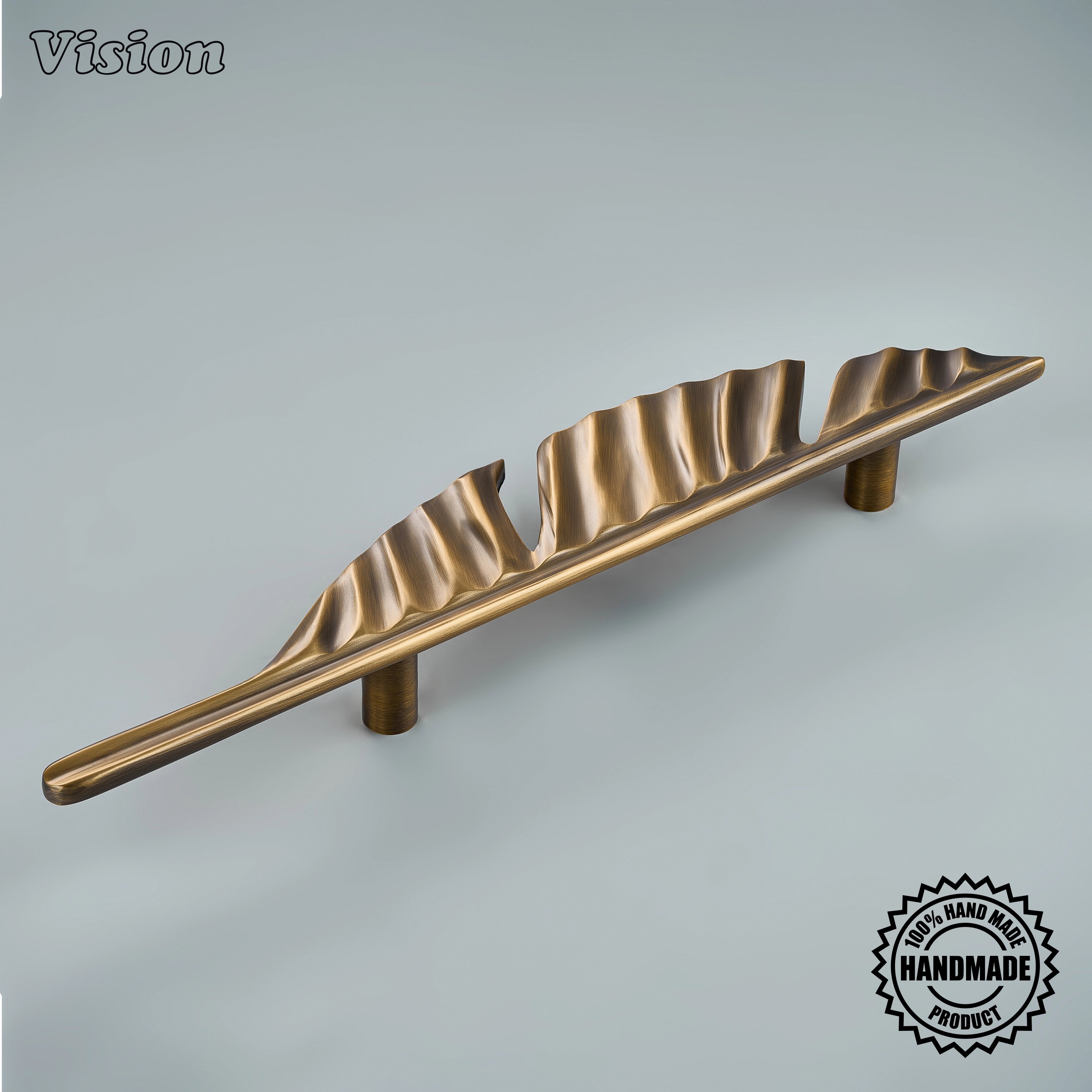 Antique Bronze premium appliance pull with organic leaf design for pantry cabinets.