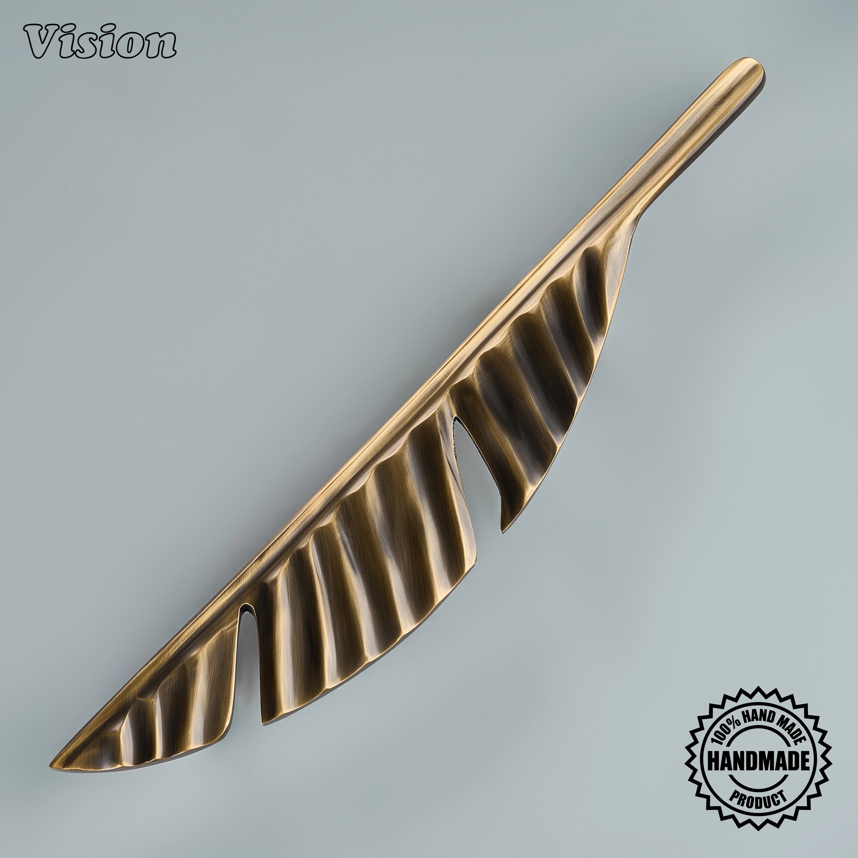 Antique Bronze decorative appliance pull for luxury furniture with elegant leaf styling.