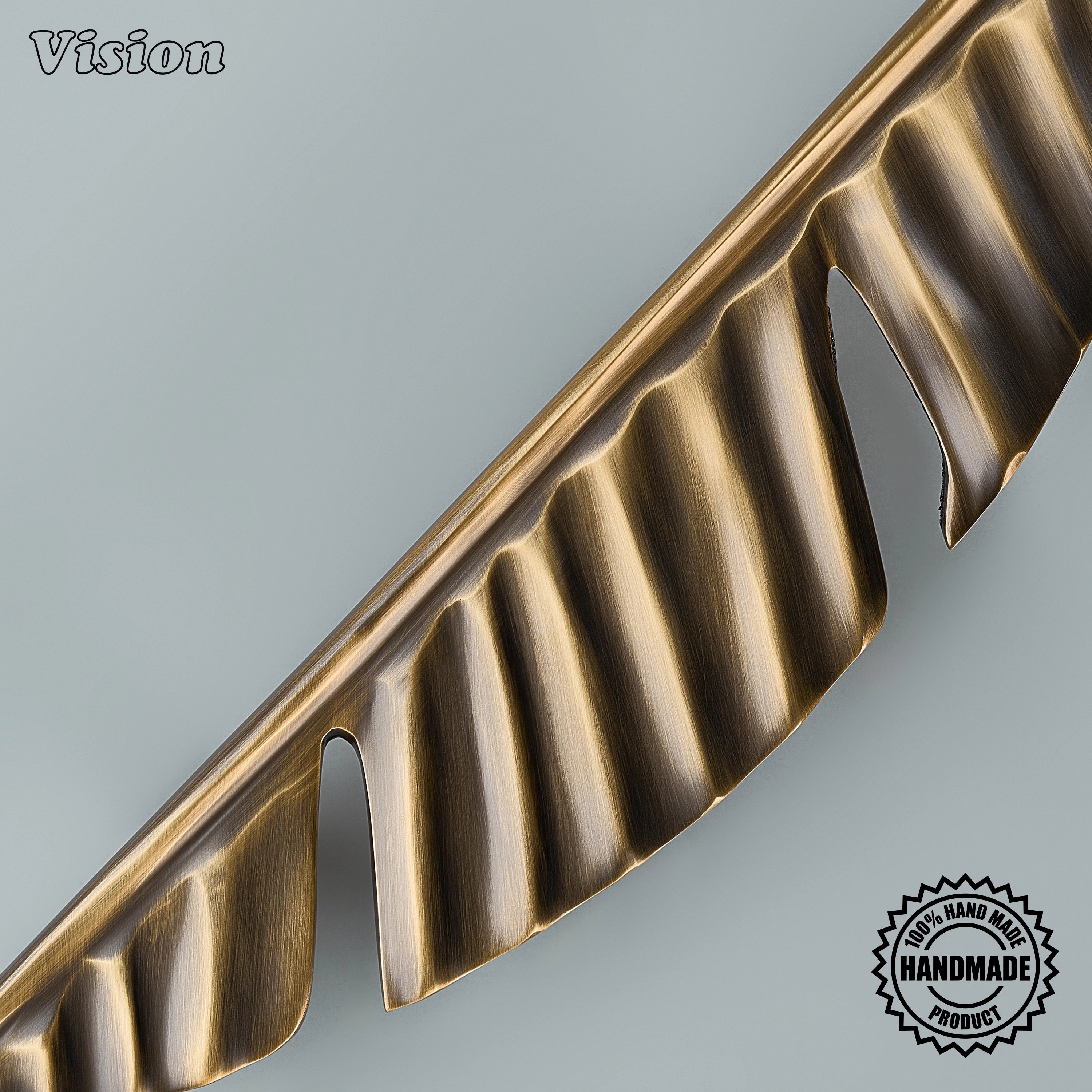 Antique Bronze premium cabinet handle with leaf-inspired profile for custom cabinetry.