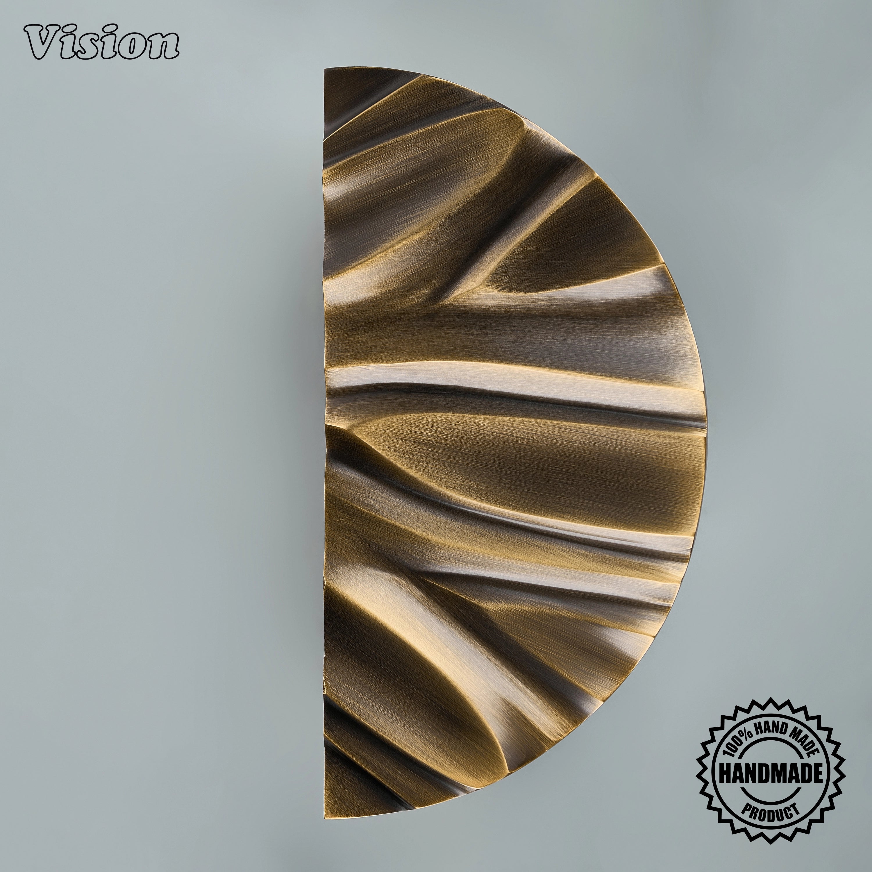 Modern Antique Bronze handcrafted semi circle pull handle in solid brass for premium architectural door projects.