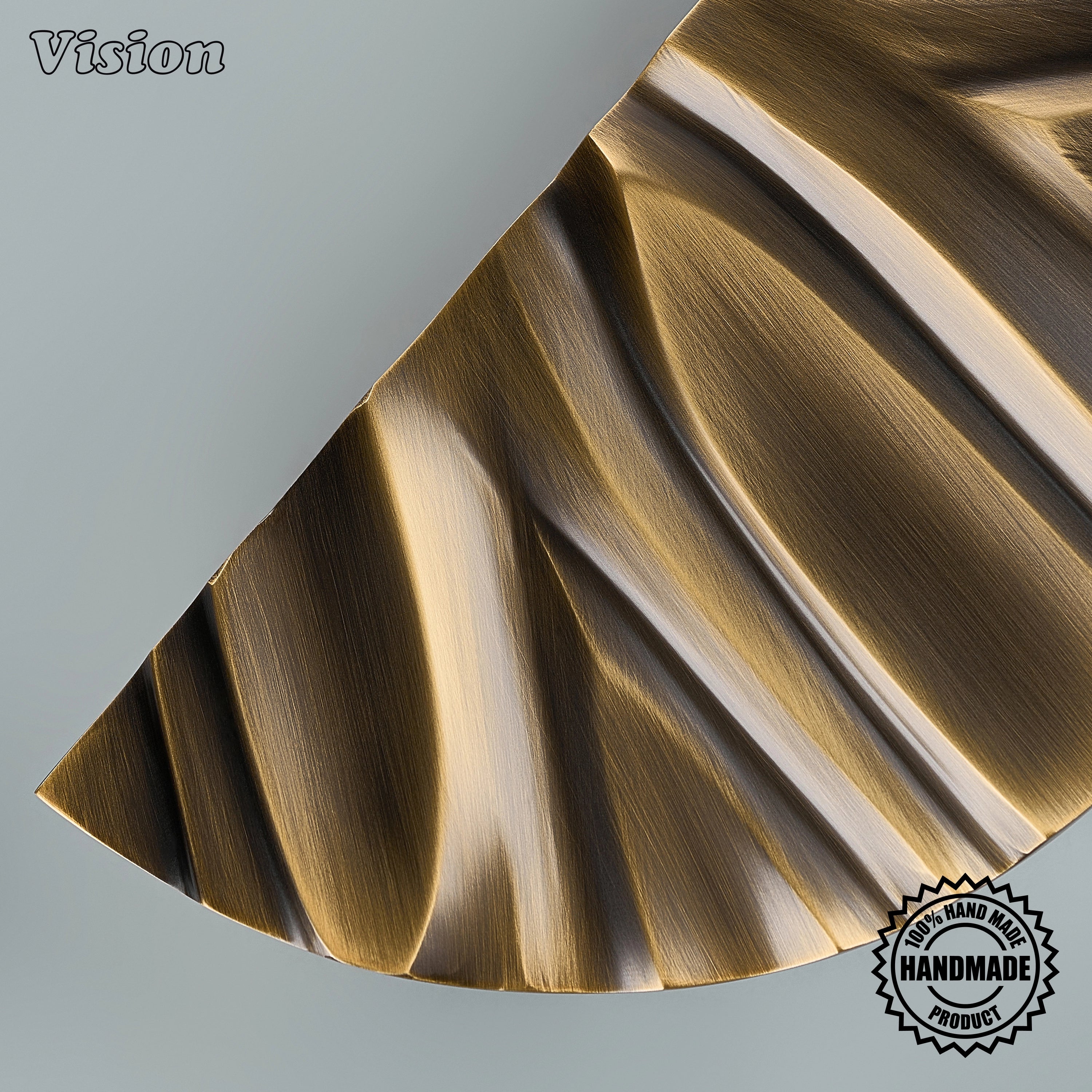 Handcrafted Antique Bronze semi circle brass door handle featuring smooth flowing contours for bespoke entrance doors.